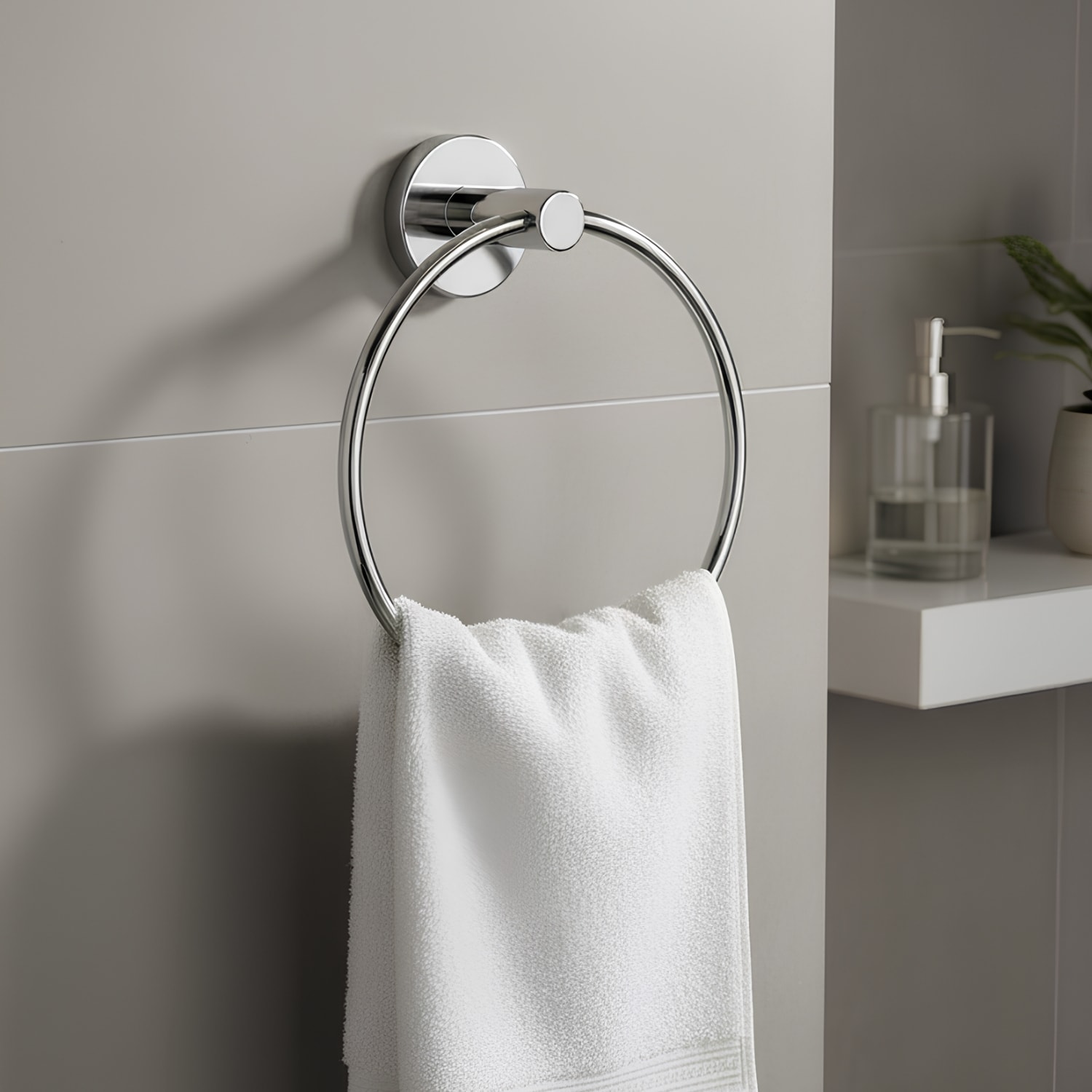 Vidalı Krom Kaplama Yuvarlak 16 cm Banyo Mutfak Lavabo Pratik Havluluk Askılığı