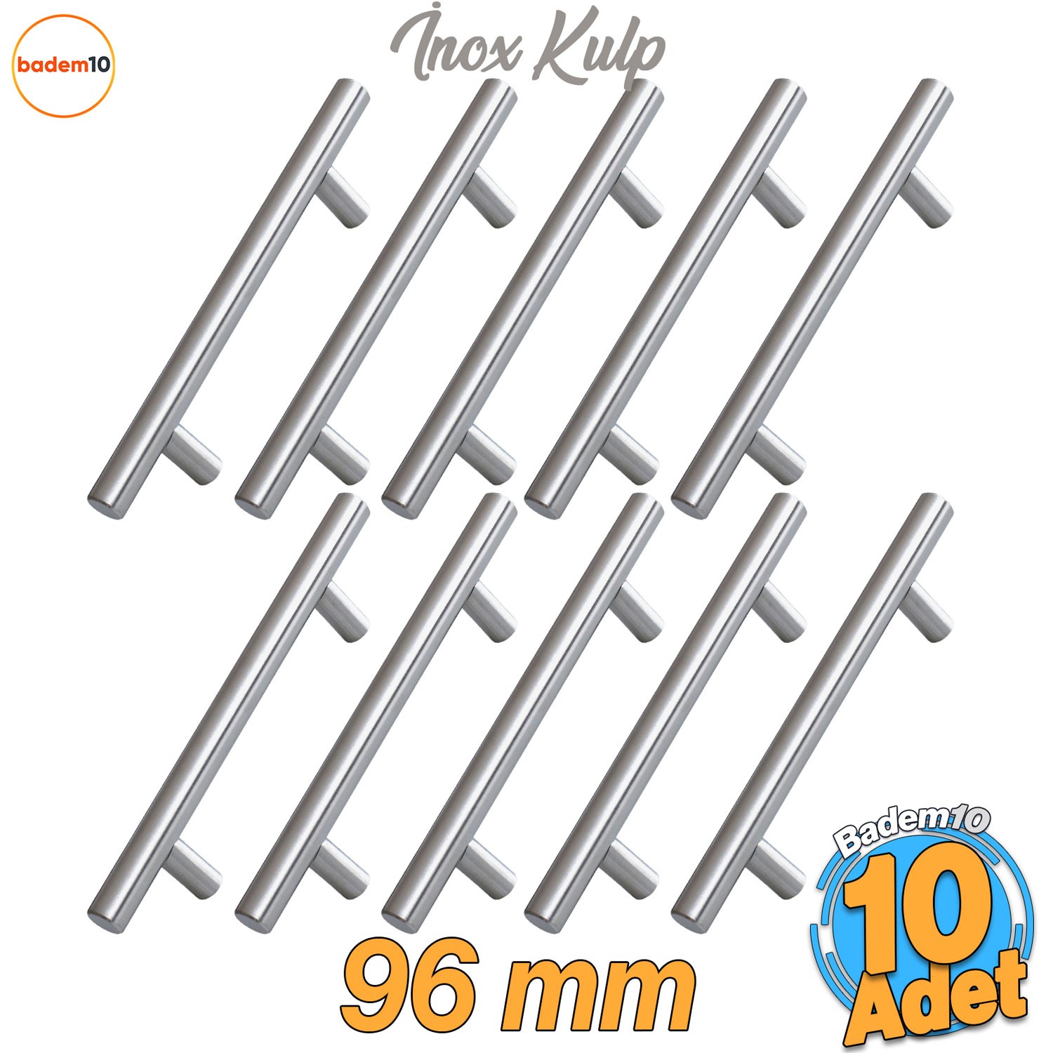 Alteta 96 mm - 9.6 cm İnox Metal 10 Adet Mobilya Mutfak Çekmece Dolap Dolabı Kulbu Kulpu Kulpları