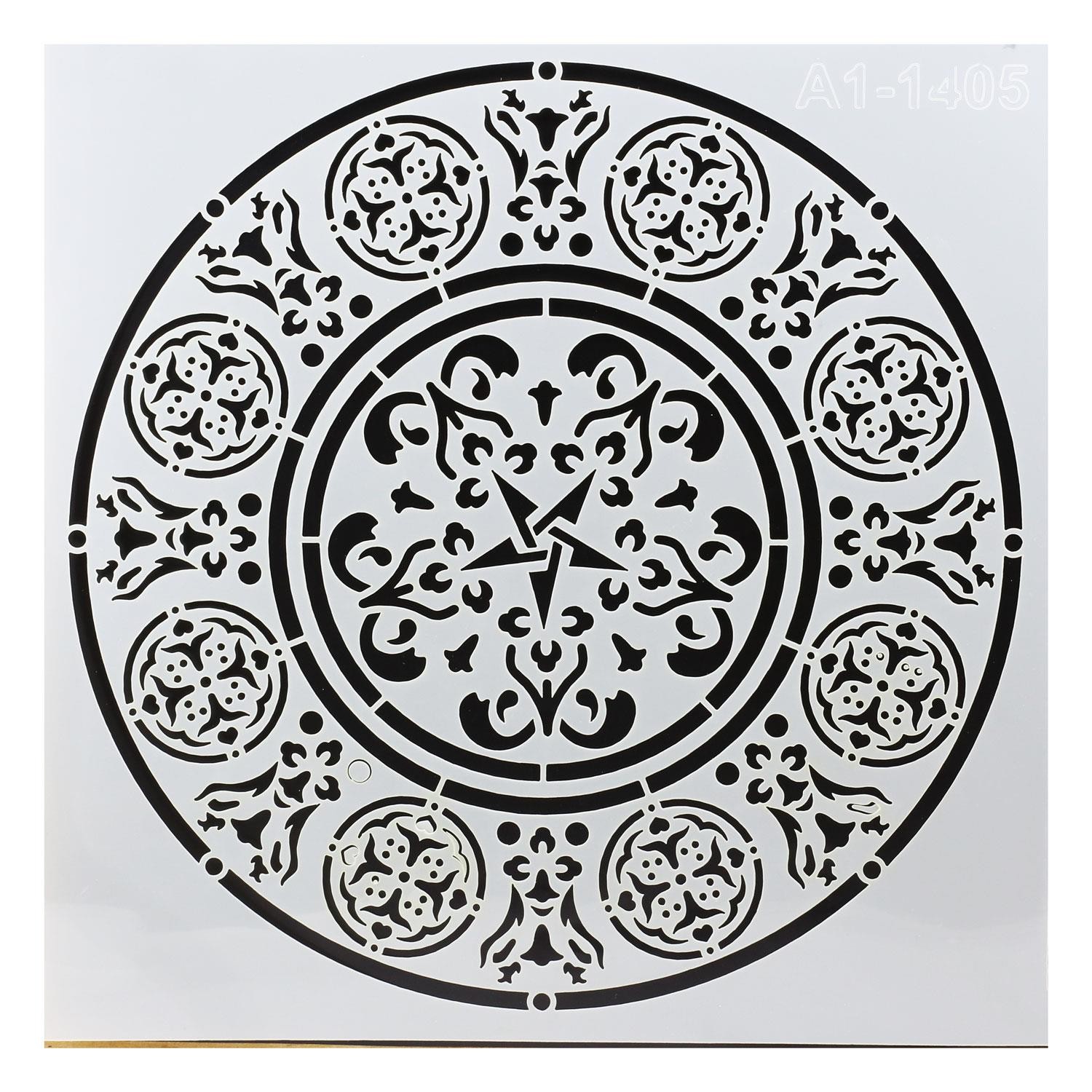 Stencil Duvar Boyama Şablon Tasarım Mandala Desen Tekrar Kullanılabilir 30x30 cm