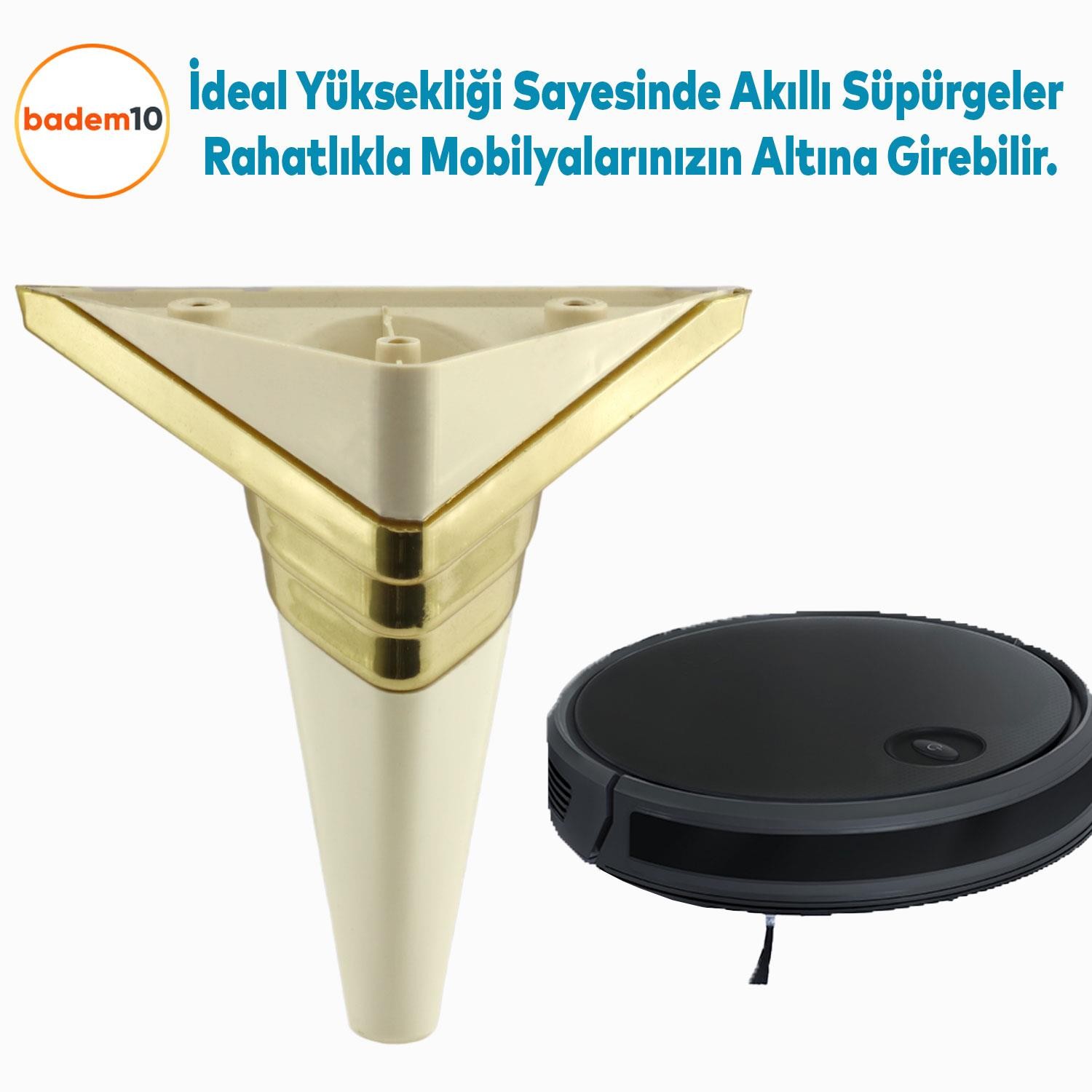 Golden Köşe Lüks Mobilya Grubu Kanepe Sehpa Tv Ünitesi Koltuk Ayağı 14 Cm Krem Altın Baza Ayakları