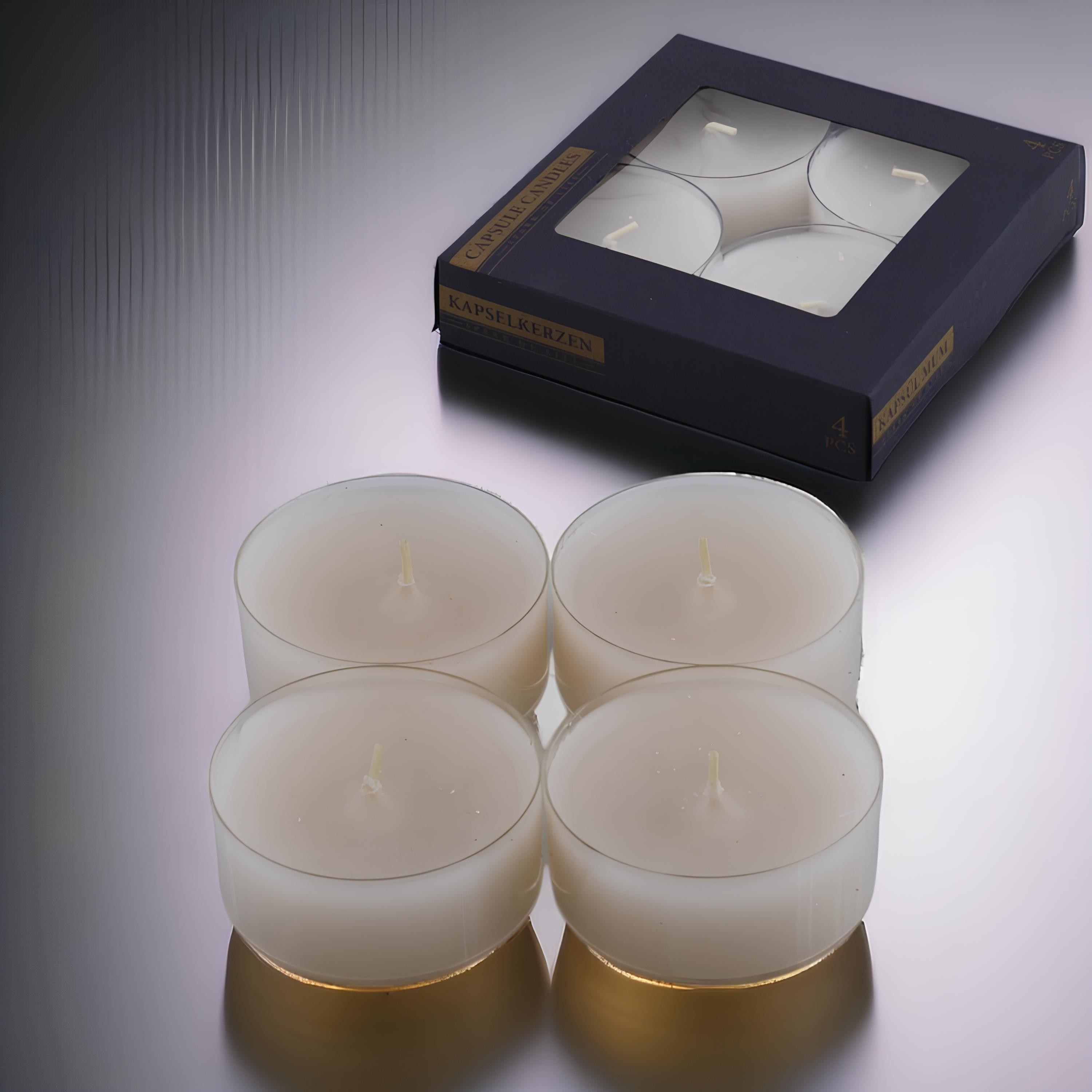 Tealight Kapsül Mum 4x43 Gr Dekoratif Mumu Kandil Hediyelik Fitilli Mumluk Şamdan Krem Renk Kokulu