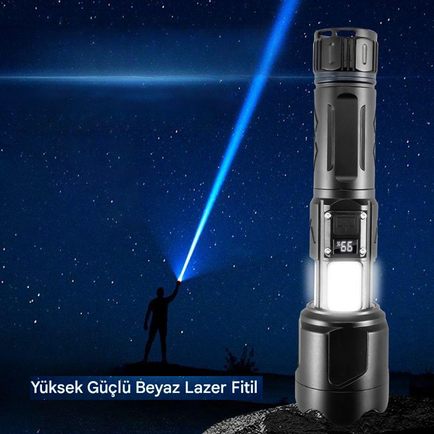 El Feneri 1500 Lümen Uzun Menzil Usb Şarjlı Powerbank Ledli Işık Kafa Lambası Su Geçirmez Kamp Led