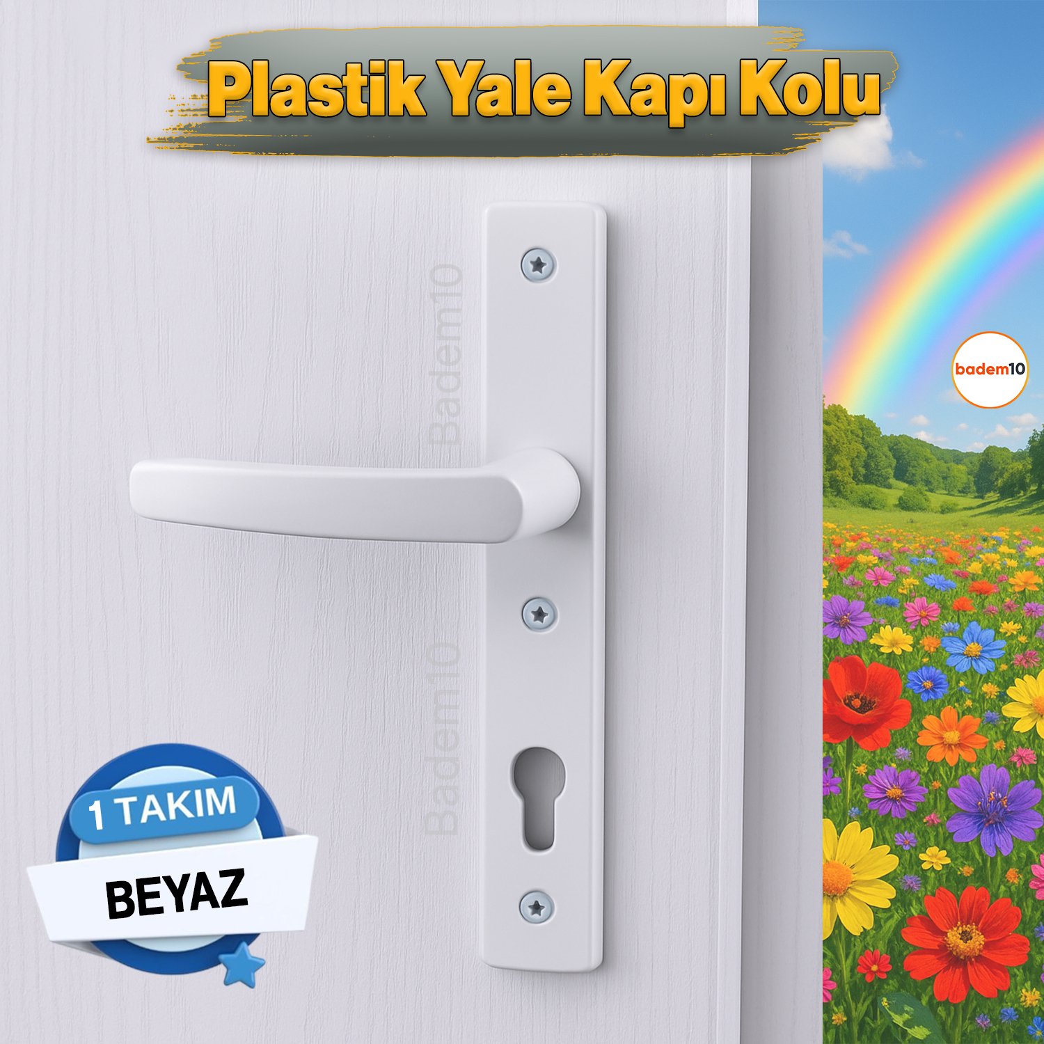 PVC 1 Takım Kapı Kolu Beyaz Balkon Banyo Tuvalet Wc Plastik Kulp Kilitsiz