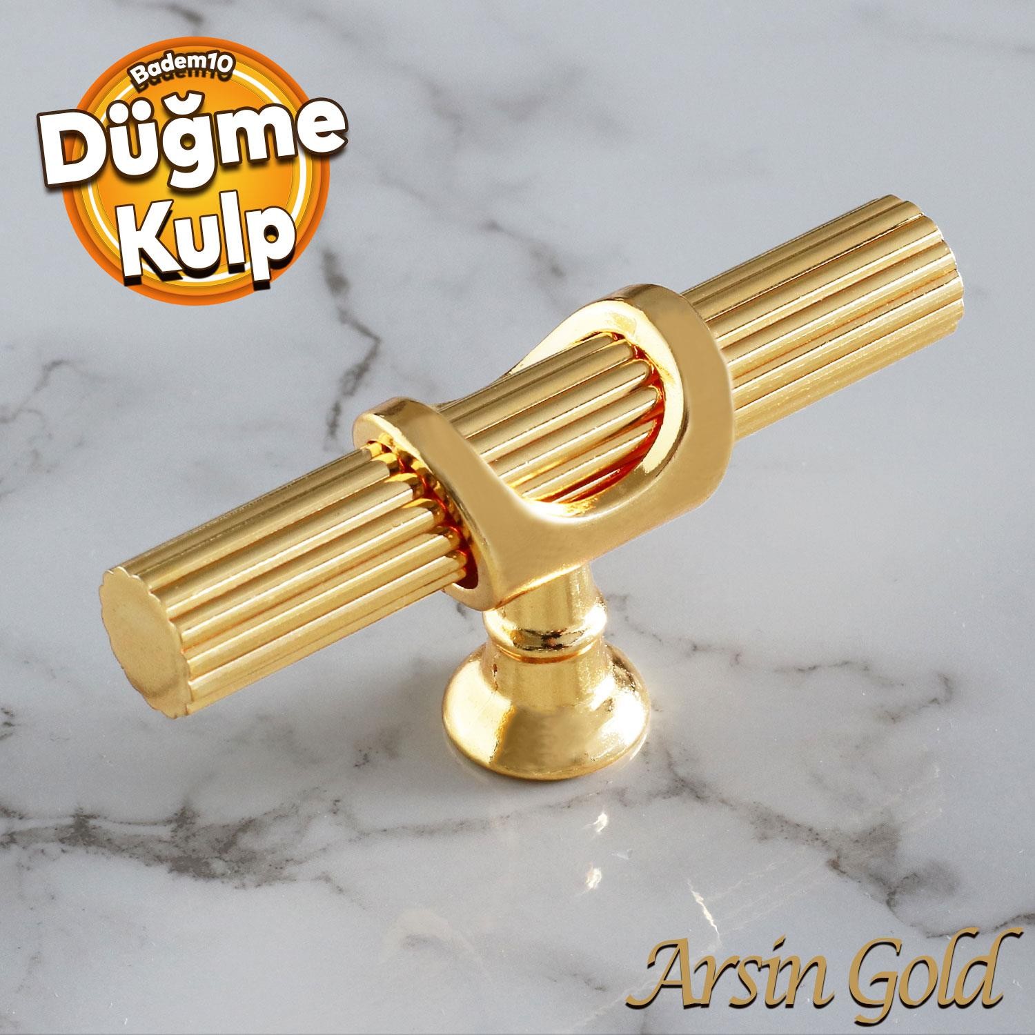 Arsin Gold Altın Metal Düğme Tek Vidalı Çekmece Mutfak Mobilya Dolabı Dolap Kulpu Kulbu Kulpları