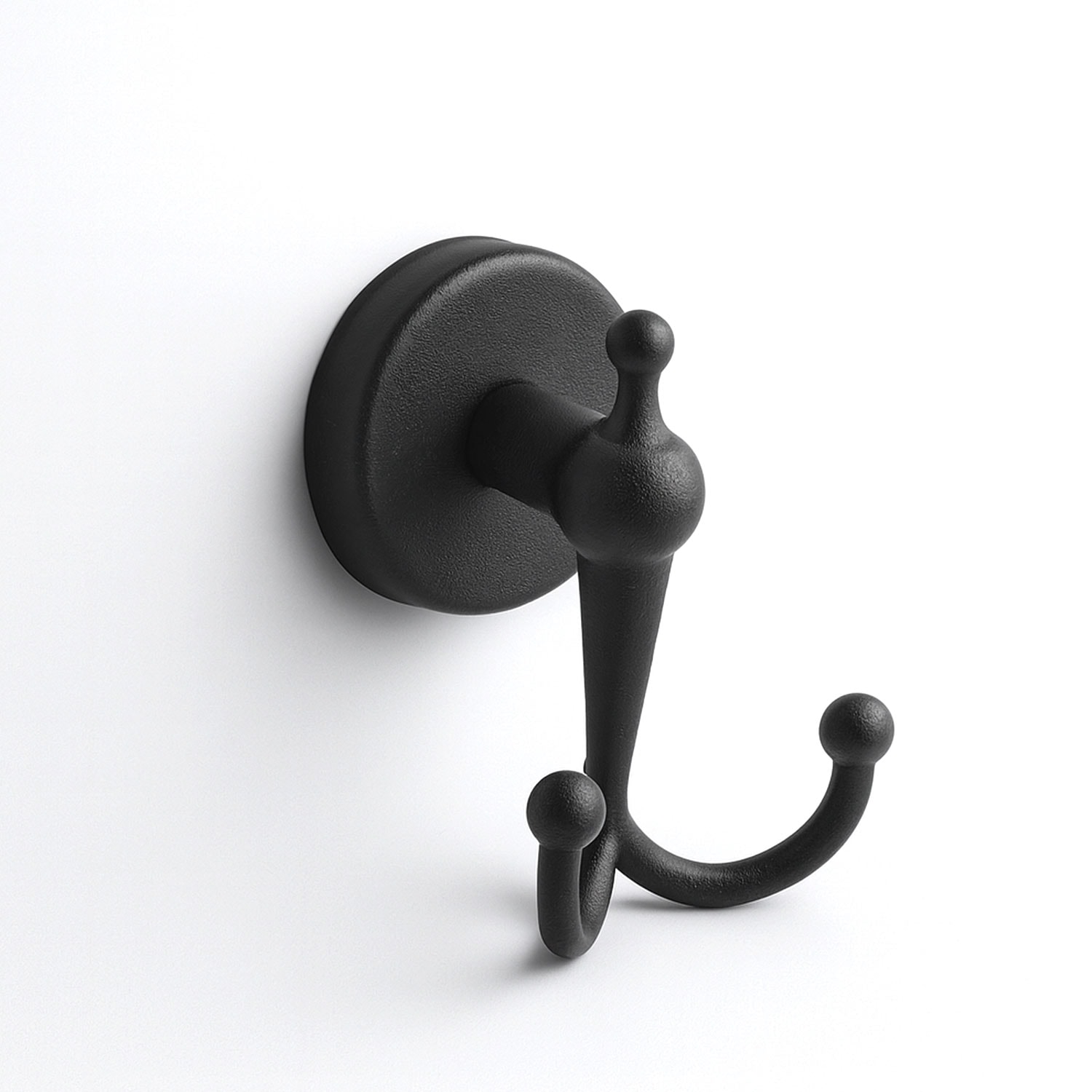 Dolce Mat Siyah İkili Askılık Vidalı Paslanmaz Metal Duvar Askısı Banyo ve Mutfak İçin