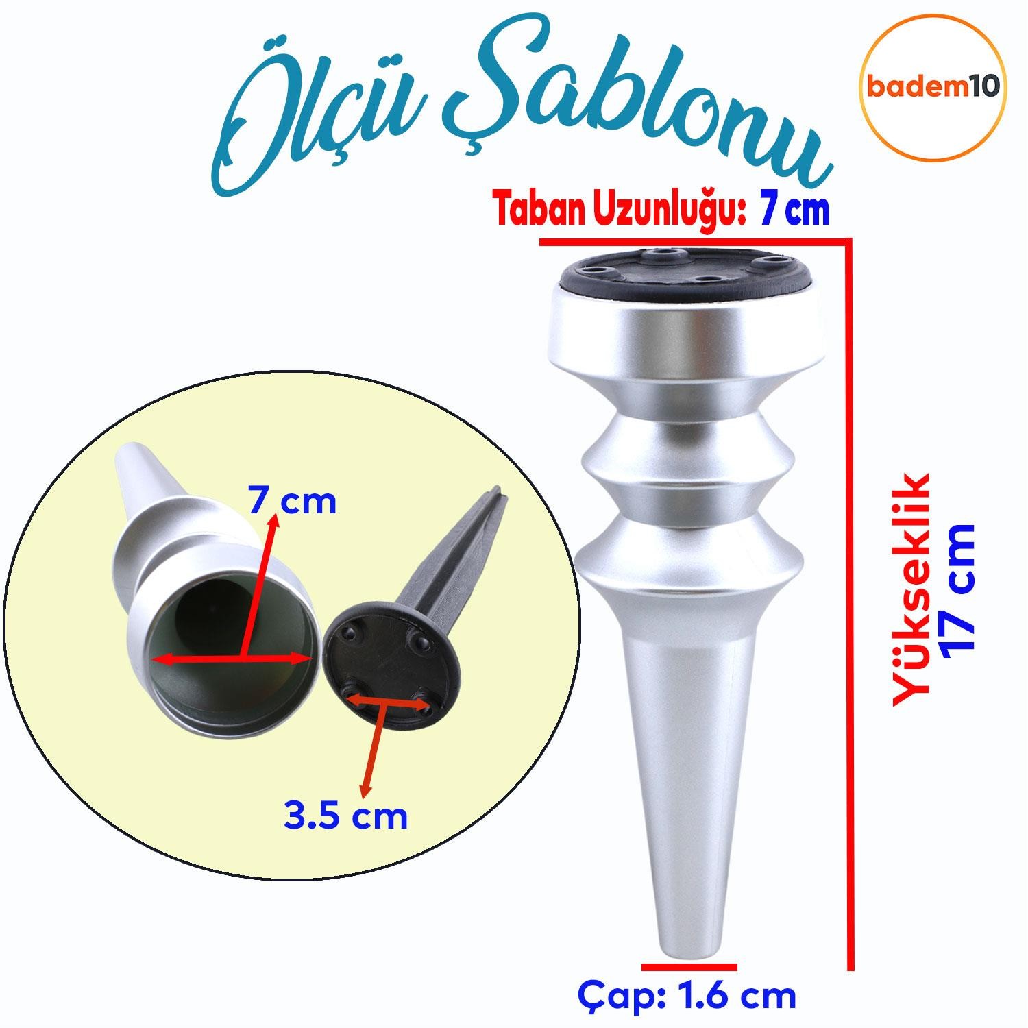 Oliva Mat Krom Gümüş 17 Cm Mobilya Kanepe Koltuk Tv Ünitesi Konsol Yükseltme Ayağı Ayakları 4 Adet