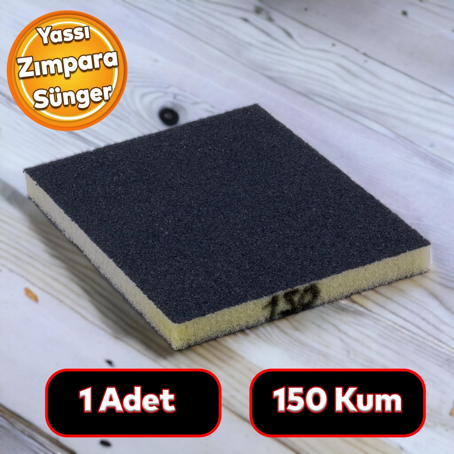 Yassı Sünger Zımpara 9.5 x 12.5 cm Takoz Blok Flex Taşlama Ahşap El Zımparası 150 kum 1 Adet