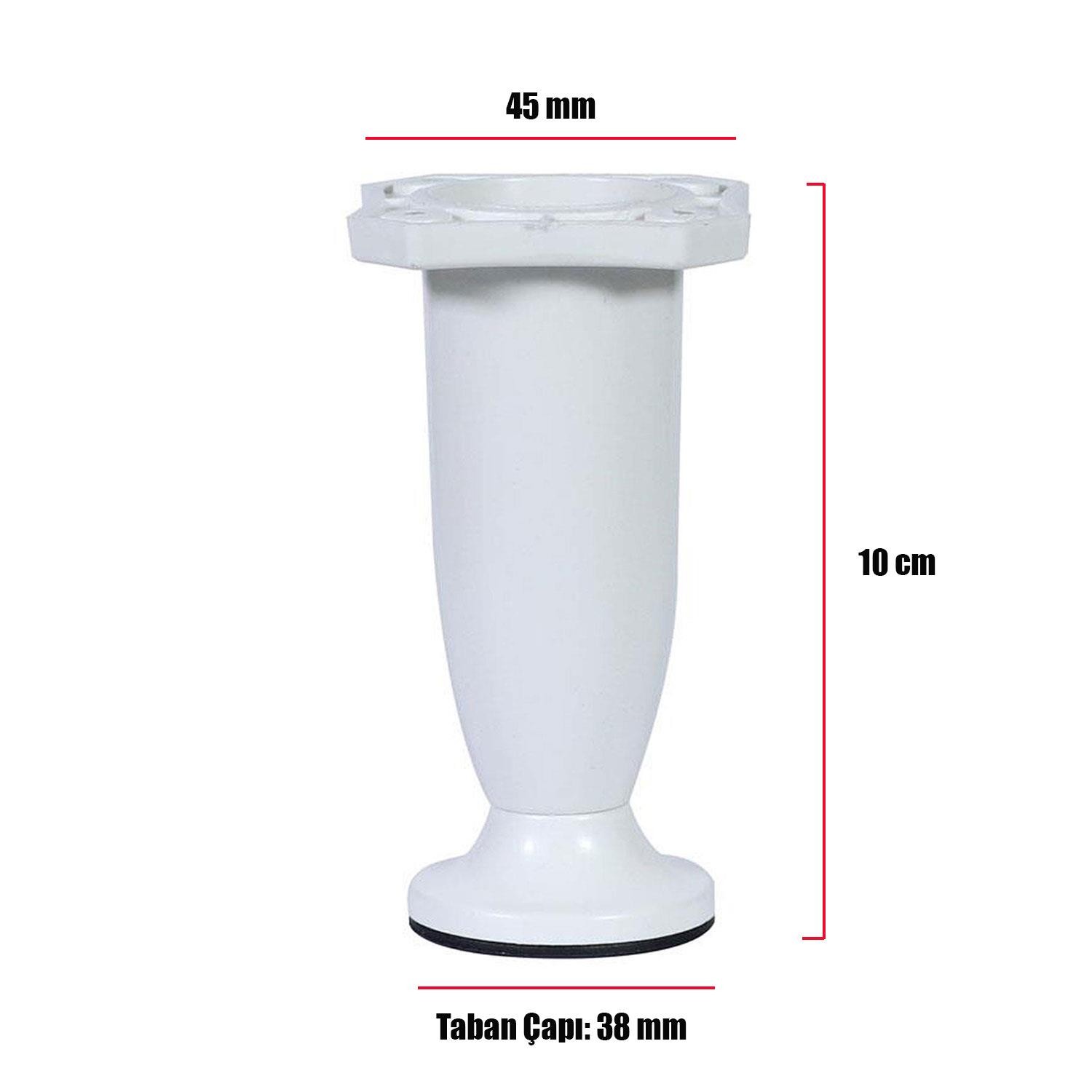 Ayarlanabilir Dolap Mobilya Kanepe Sehpa Tezgah Ayağı Plastik Beyaz Ayakları 10 Cm (4 ADET)