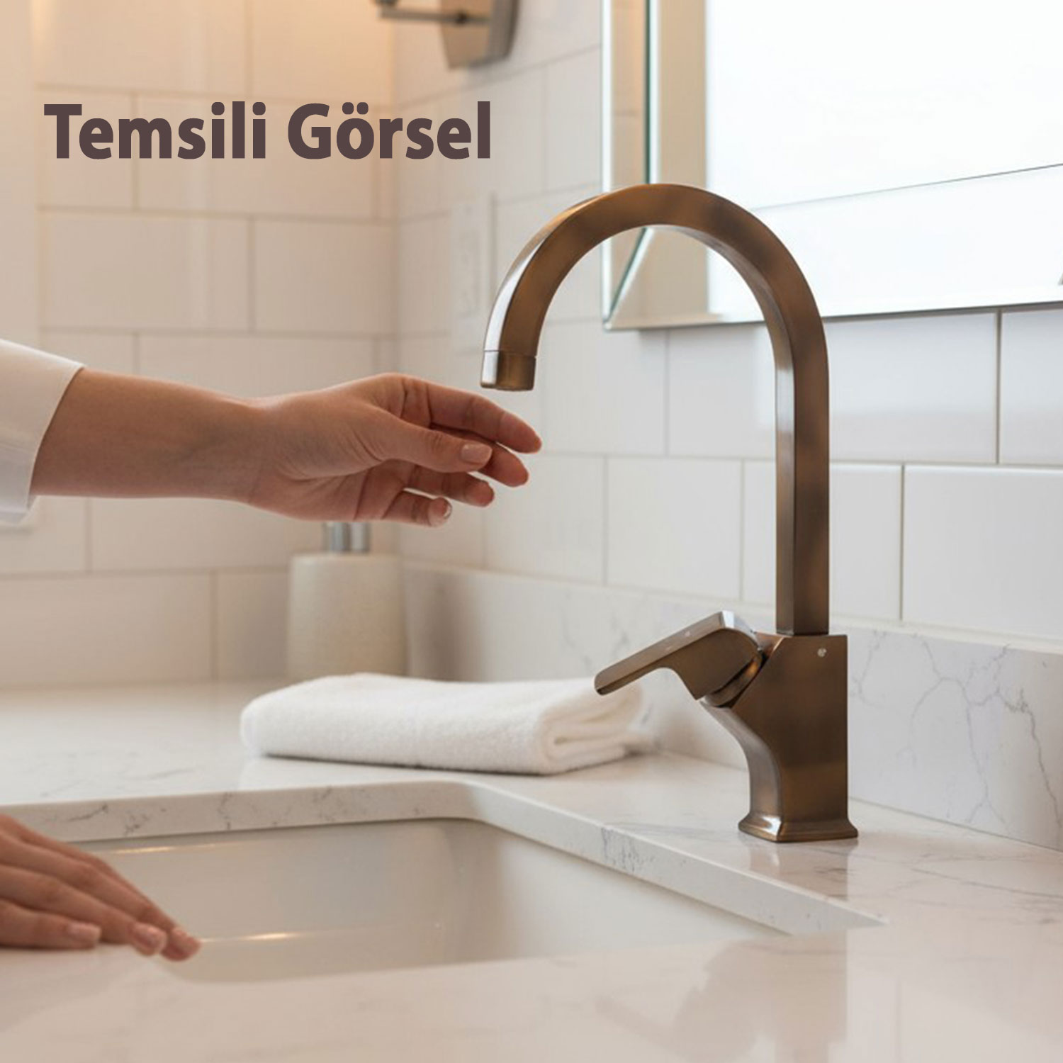 Premium Şık Bronz Özel Uzun Kuğu Evye Bataryası Yüksek Modern Tasarım Mutfak Lavabo Musluğu
