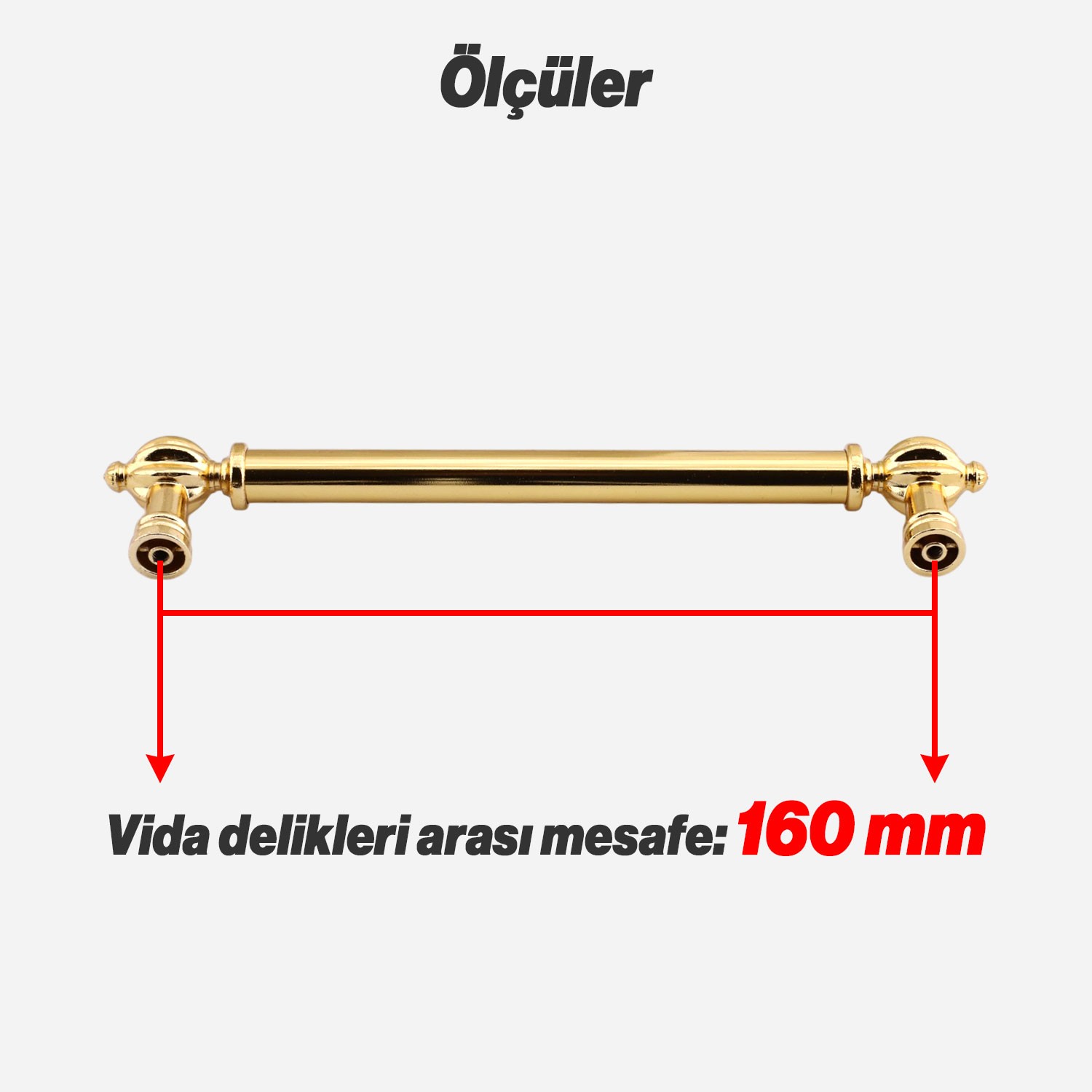 Defne Metal Gold Altın Kulp 160 mm Mobilya Çekmece Mutfak Dolabı Dolap Kapak Kulpları Kulb Kulpu