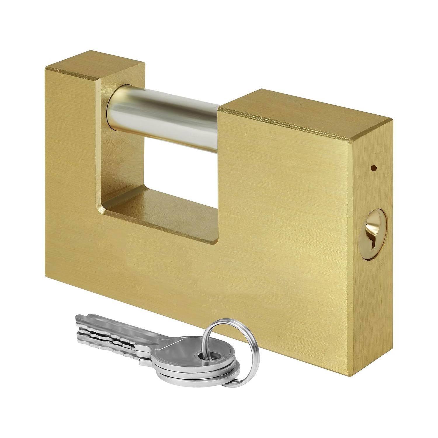 Kepenk İşyeri Kapısı Kilidi Yassı Çelik Kayar Milli Asma Kilit Kapı Emniyet 80 mm 3 Anahtarlı Metal