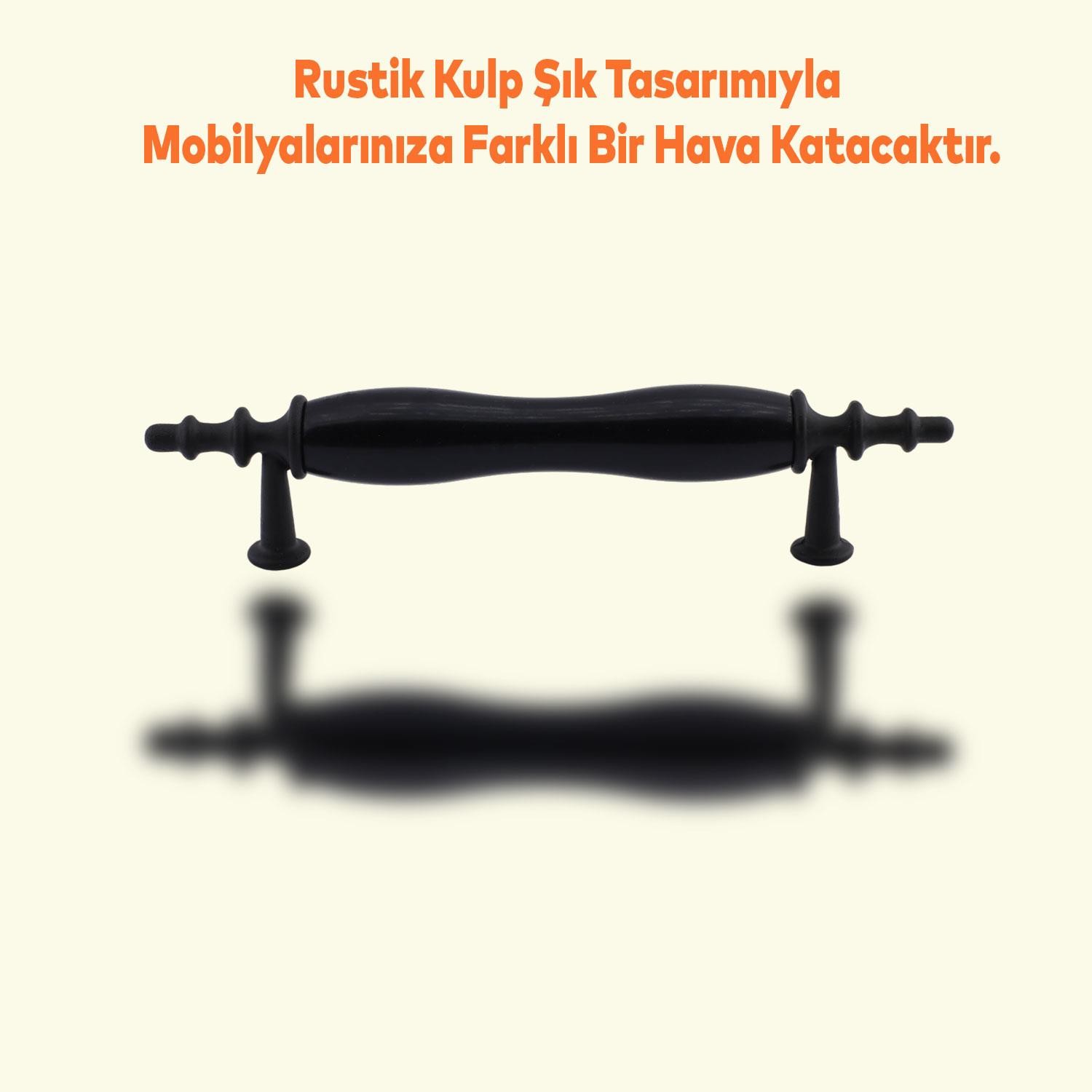Mobilya Mutfak Dolabı Tv Ünitesi Çekmece Dolap Kapak Kulpu Kulbu Metal Kulpları Rustik Siyah 96 Mm