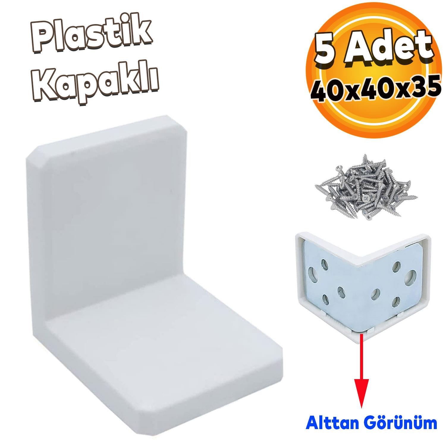 Mobilya Dolap Askı Elemanı Montaj Bağlantı Sabitleme Sabitleyici Demiri Beyaz 40x40x35 Mm (5 ADET)