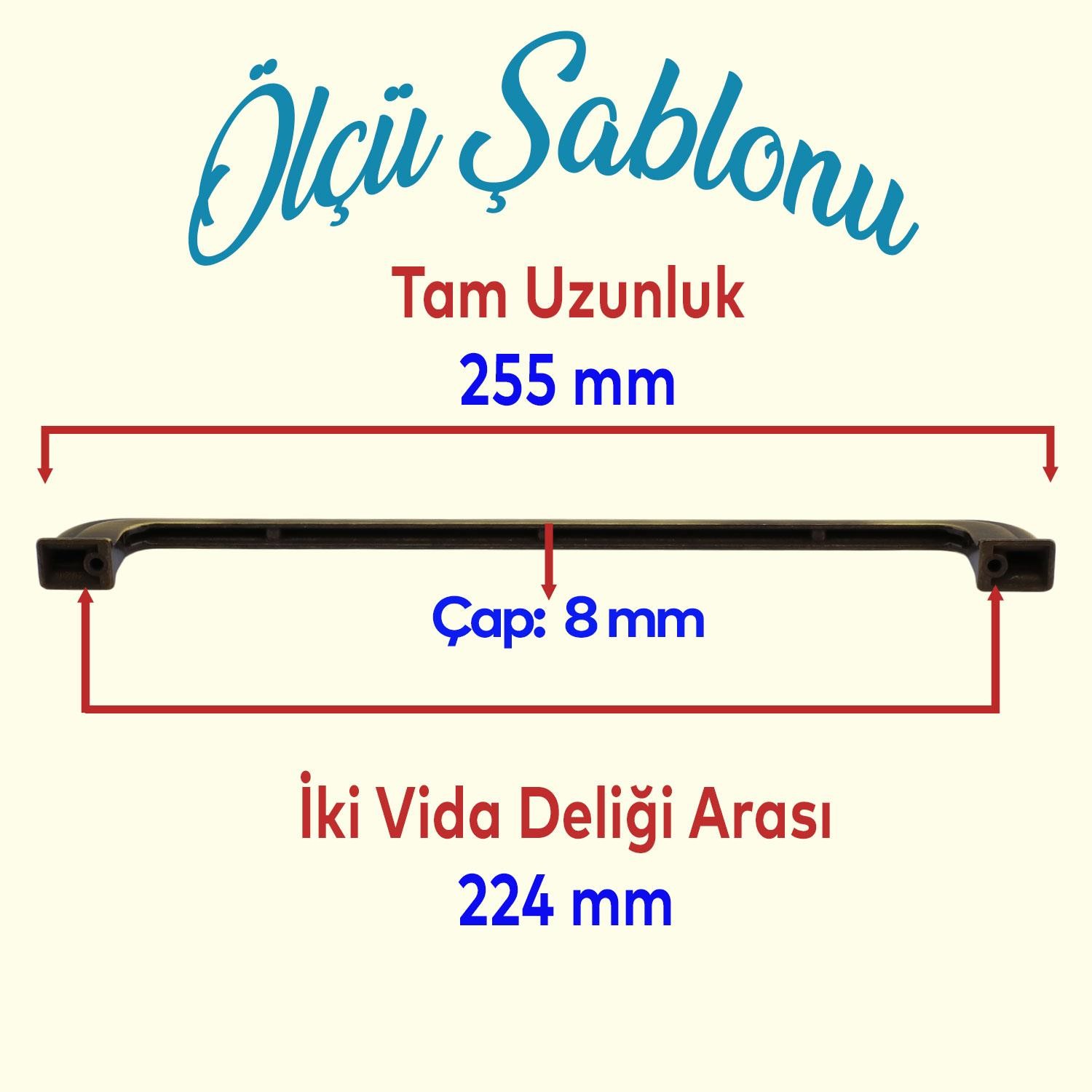 Alperen (224 mm - 224 cm) Metal Eskitme Antik Sarı Mobilya Mutfak Dolabı Dolap Kulpu Kulbu Kulpları