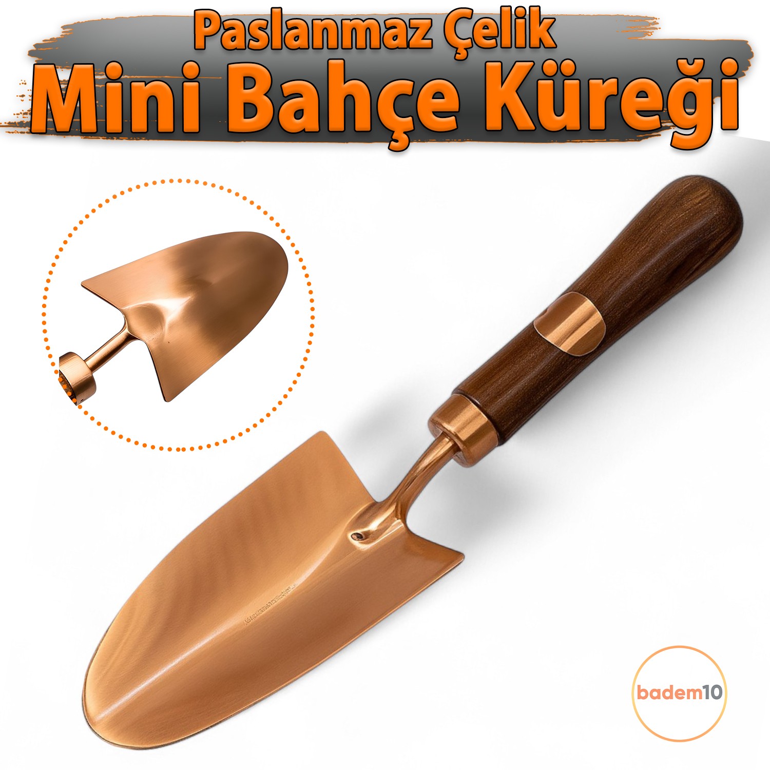 Paslanmaz Çelik Ergonomik Saplı Geniş Bahçe Küreği Çapa Tırmık Tarla Çim Peyzaj Bitki Fide Çiçek