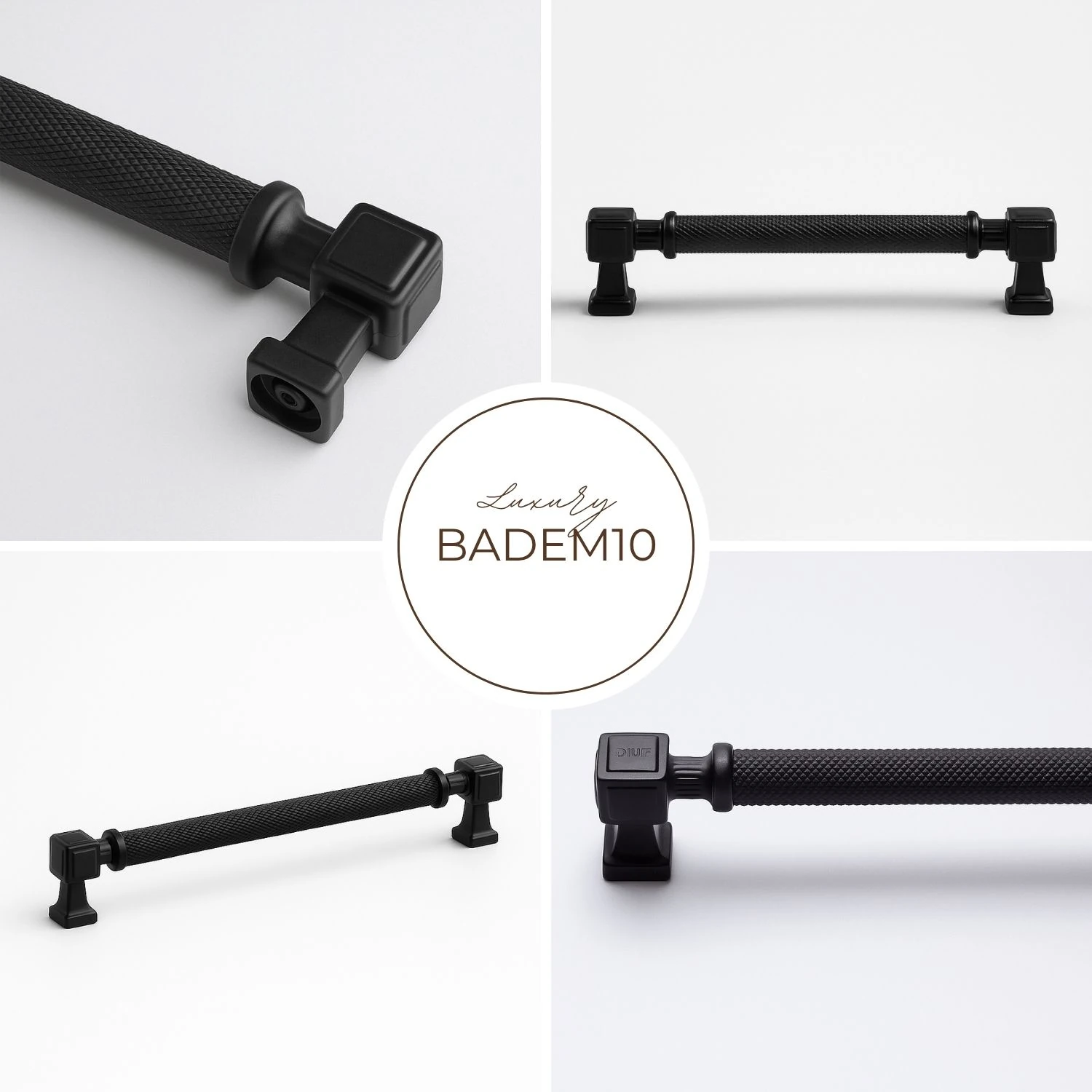 Talas Tırtıklı Siyah Renk 256 mm Metal Kulp Kapak Kulpu Modern Mobilya Çekmece Dolap Kulpları