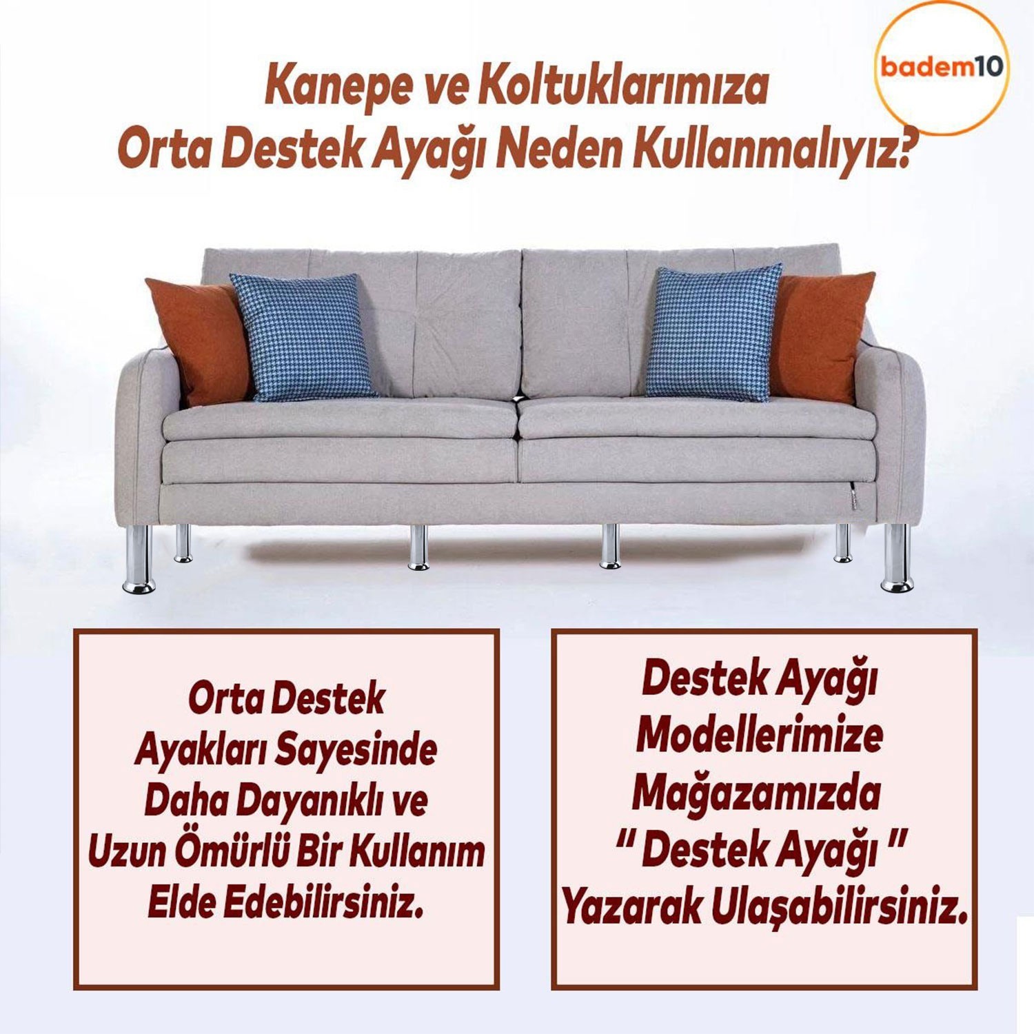 (12 ADET) Metal Krom 15 cm Ayakları Baza Mobilya Koltuk Kanepe Yatak Çekyat Destek Yükseltme Ayağı