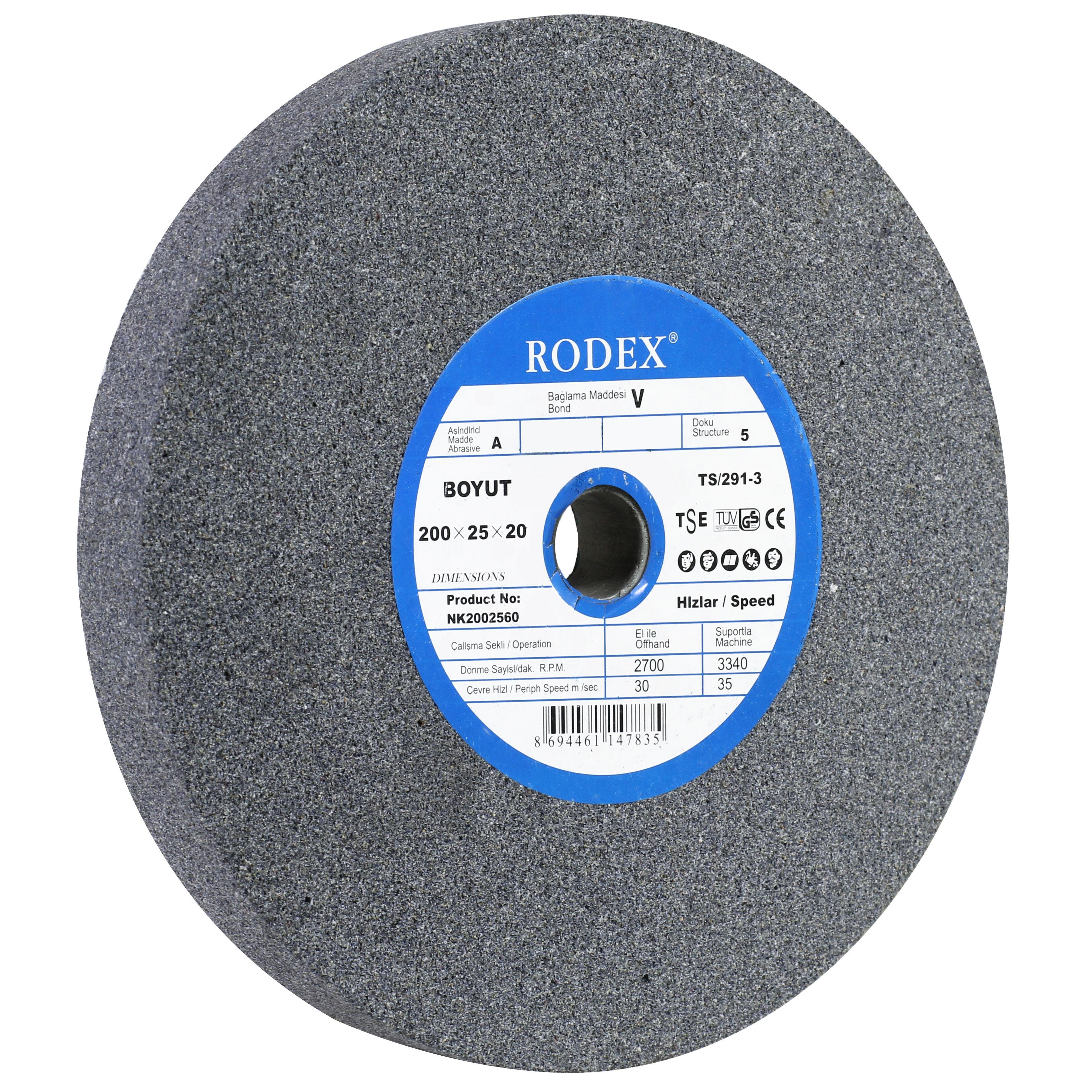 Rodex Taşlama Bıçak Bileme Zımpara Taşı Taş Motoru 200x25x20 mm