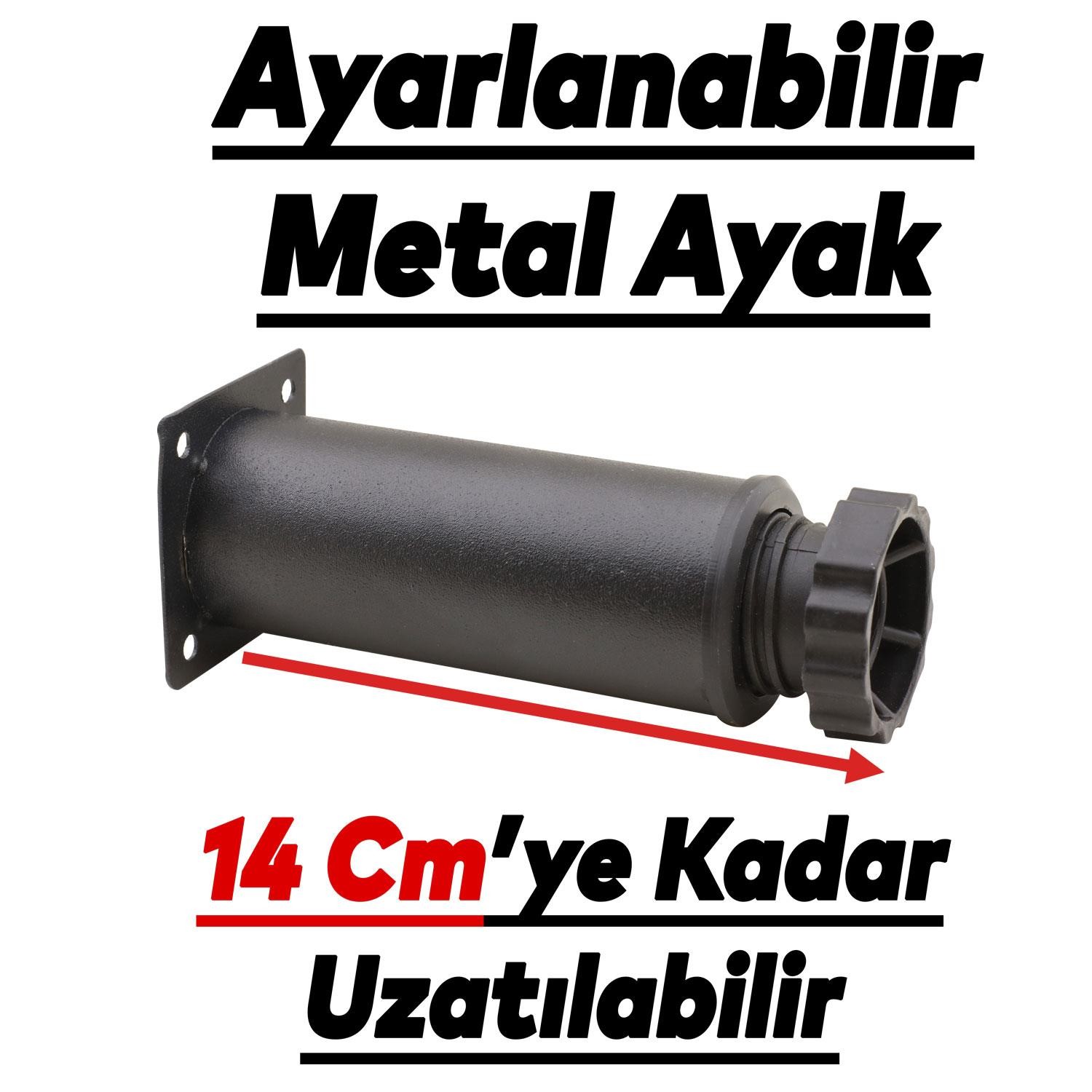 Ayarlanabilir Mobilya Kanepe Baza Koltuk Metal Destek Yükseltici Ayağı 12 Cm Siyah Ayakları 8 Adet