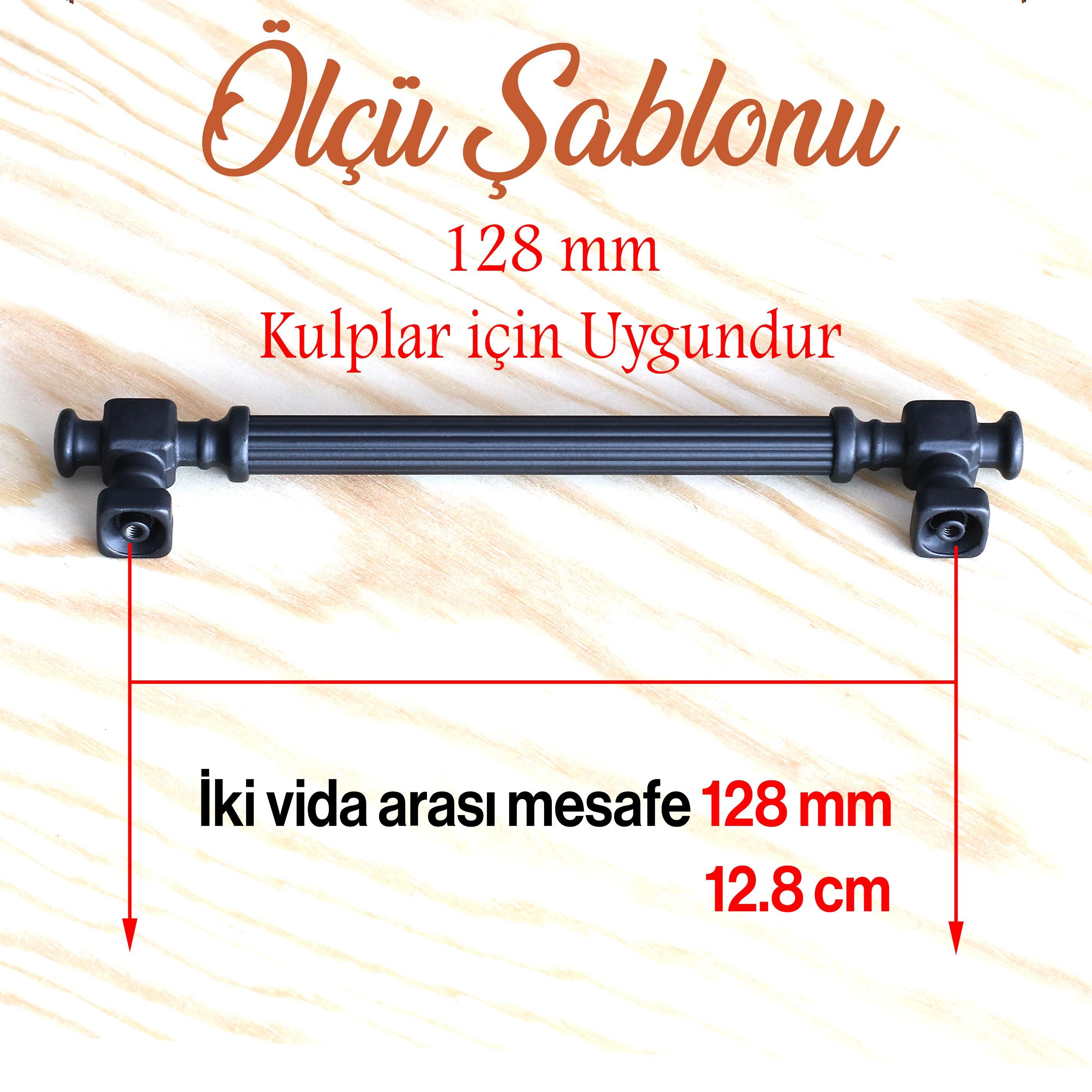 Talas Mat Siyah Çizgili Metal Kulp 128 mm 12.8 cm Mobilya Çekmece Mutfak Dolabı Dolap Kapak Kulpları