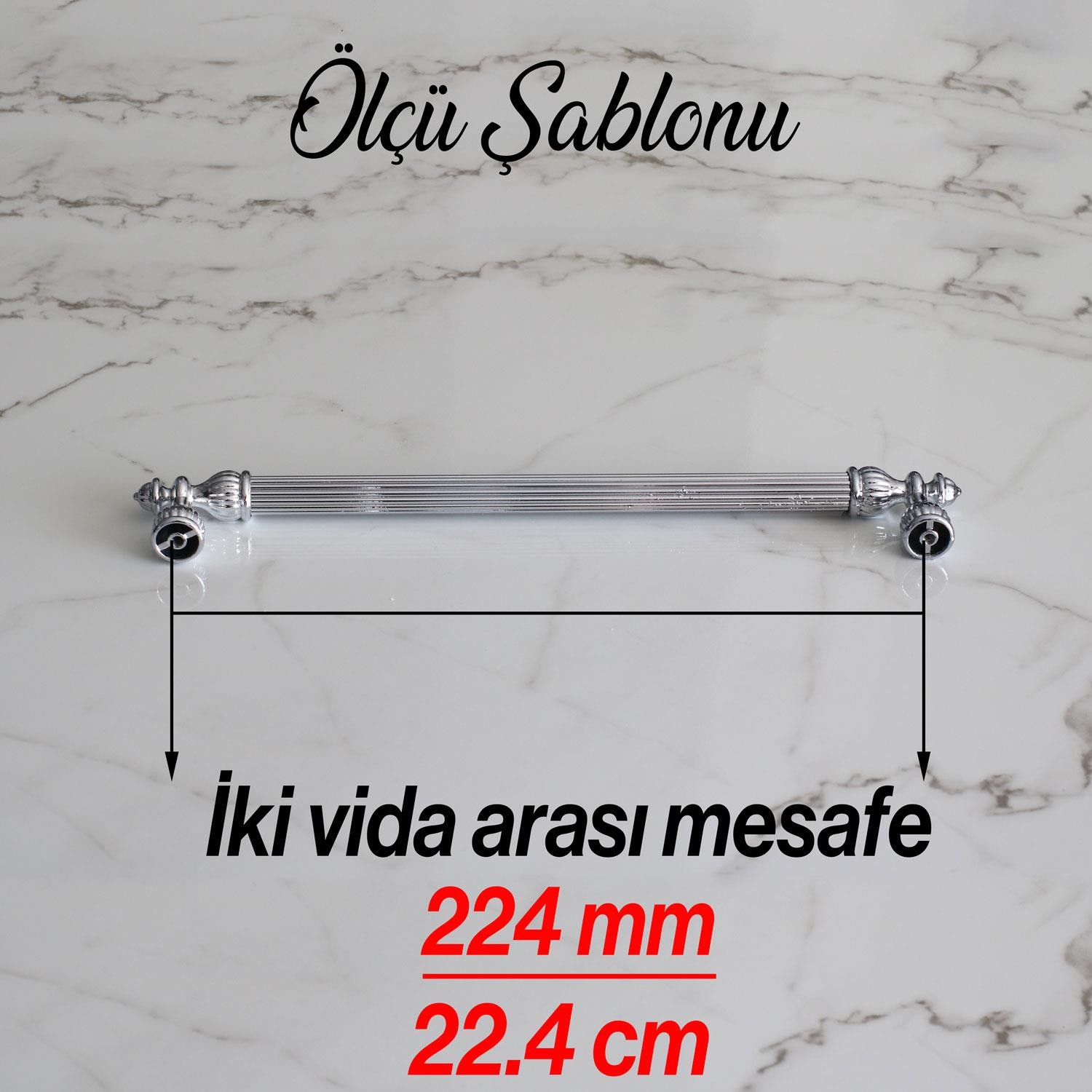 Şah 224 mm Krom Renk Kulp Metal Mobilya Çekmece Dolap Kapak Mutfak Kulpları Kulbu Dolabı Kulpu