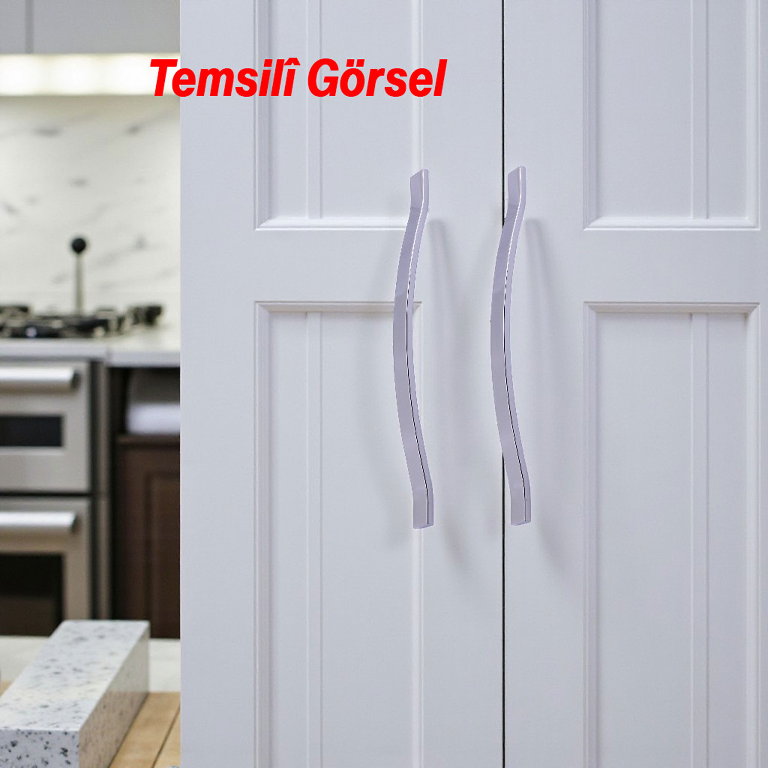 Sümbül Kulp 256 mm Krom Gümüş Renk Metal Mobilya Çekmece Dolap Kapak Kulpu Modern Mutfak Kulpları