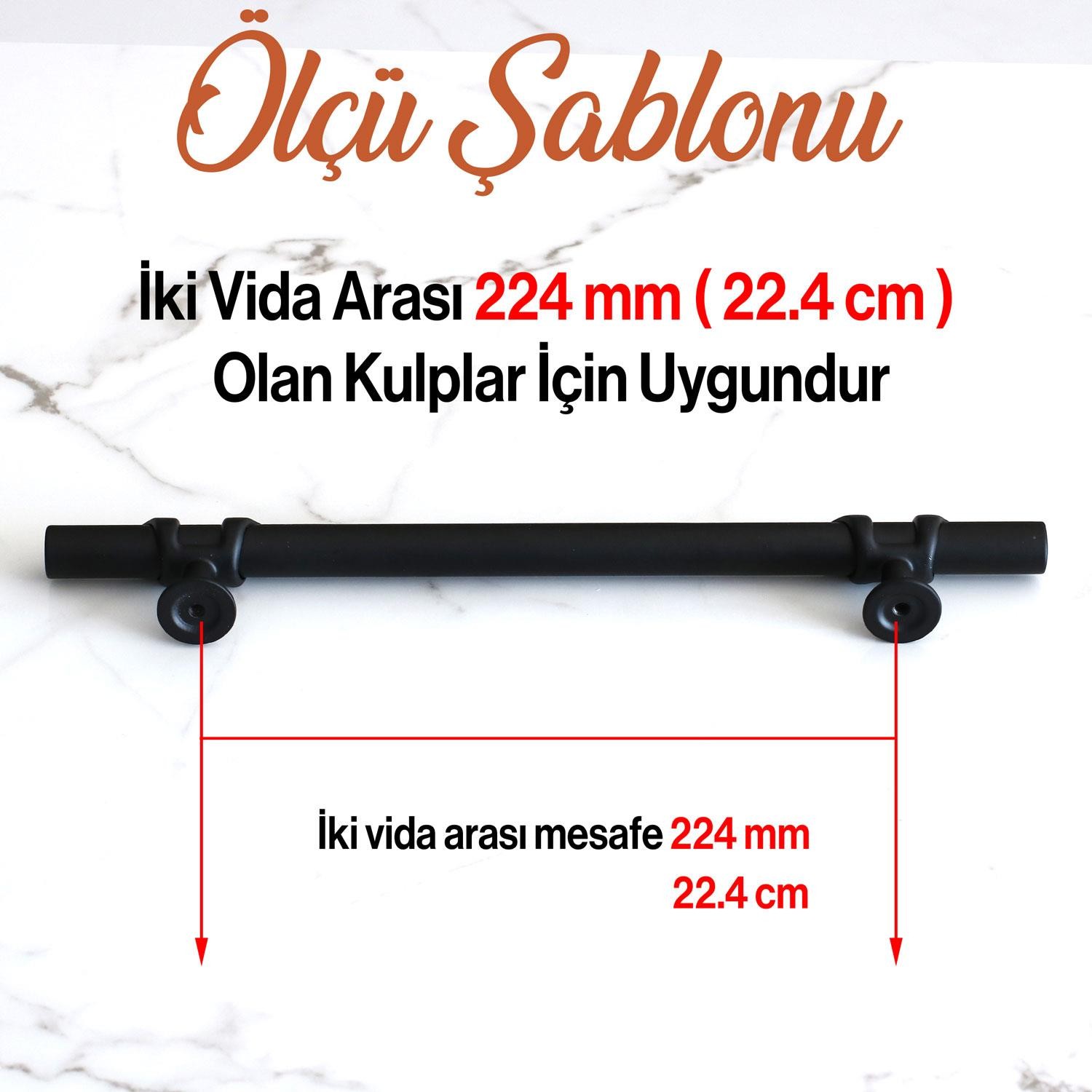 Arsin Siyah Metal Kulp 224 mm-22.4 cm Mobilya Çekmece Dolabı Dolap Mutfak Kapak Kulpları Kulbu Kulpu