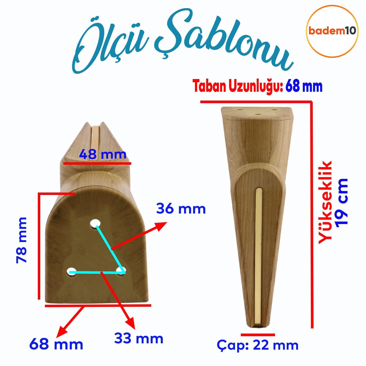 Nota Mobilya Kanepe Tv Ünitesi Konsol Koltuk Ayağı Ayakları Ahşap Desenli Kahverengi Ceviz 19 Cm