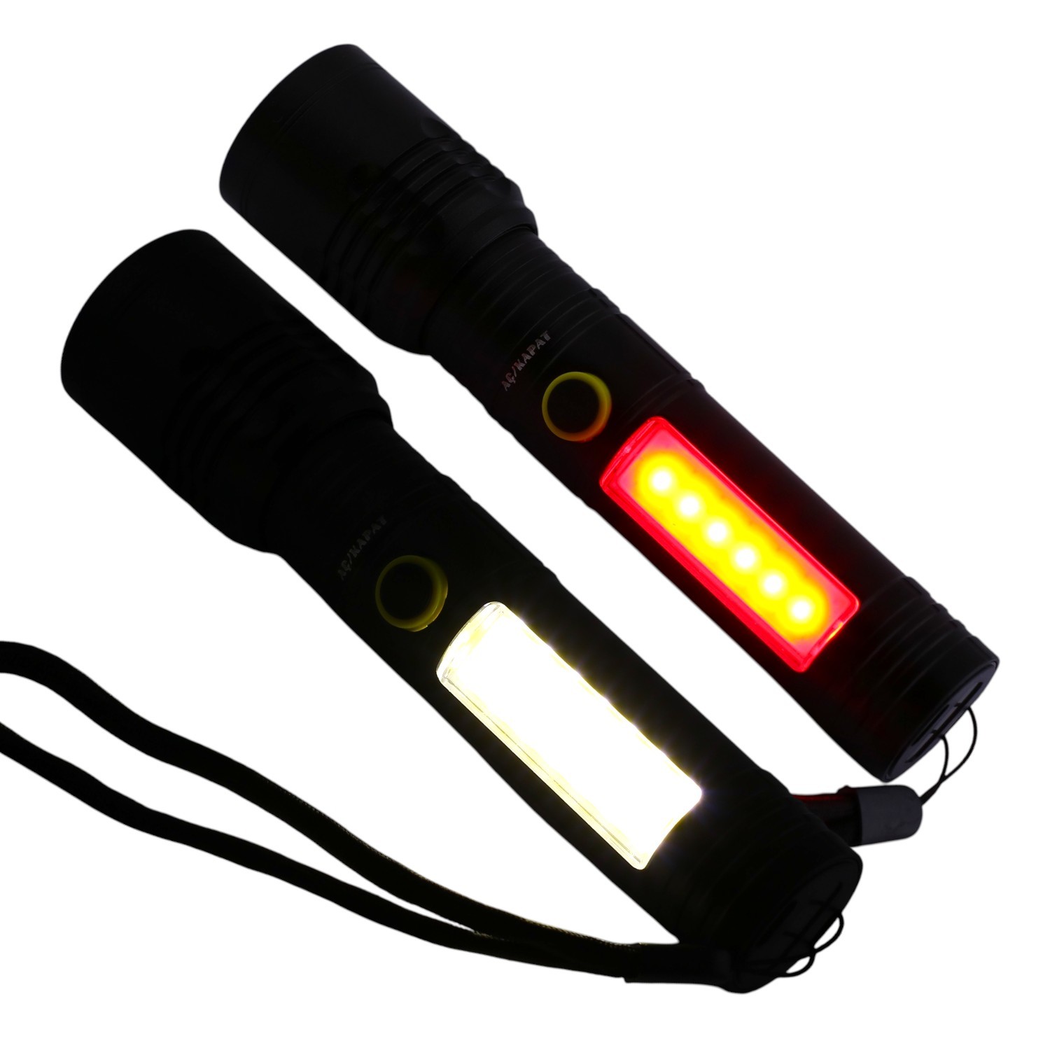 Çok Fonksiyonlu Şarjlı El Feneri Uzun Menzil Metal Kasa 10W COB LED Işıldak Teleskopik Odaklı