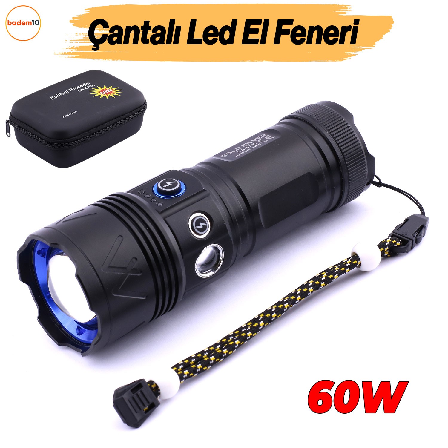 El Feneri Uzun Menzil Zoom Özellikli 80W Şarjlı Powerbank Ledli Işık Kafa Lambası Alüminyum Kasa Kamp