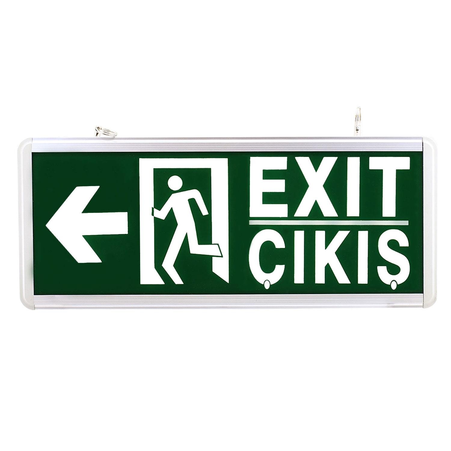 Acil Çıkış Levhası Exit Çıkış Sağ Sol Ok İşaretli Ledli Şarjlı Yönlendirme Levhası