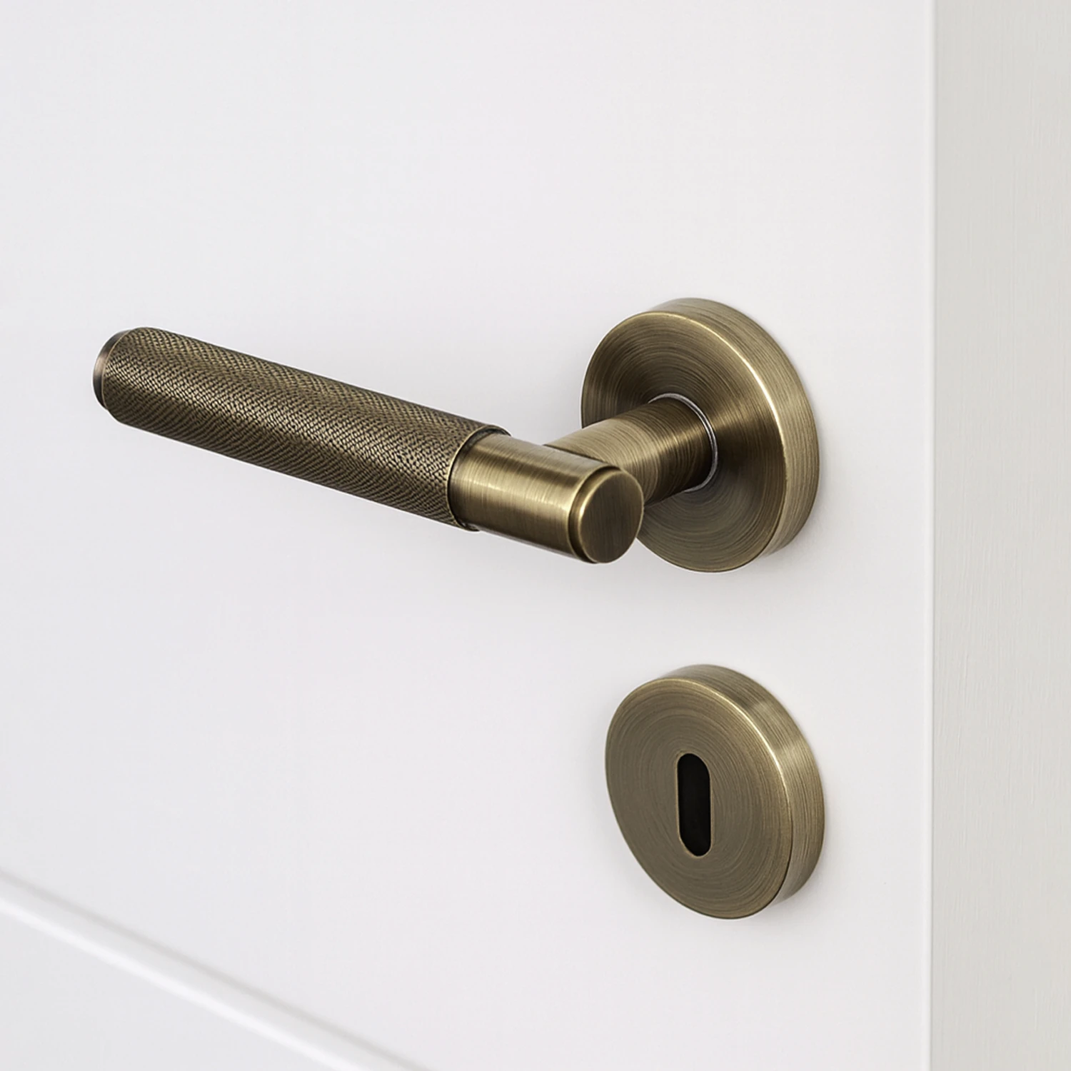 Antik Füme ODA Tipi Kapı Kolu Rozetli Sağ Sol Uygun Modern İç Kapı Kilitli 1 Takım