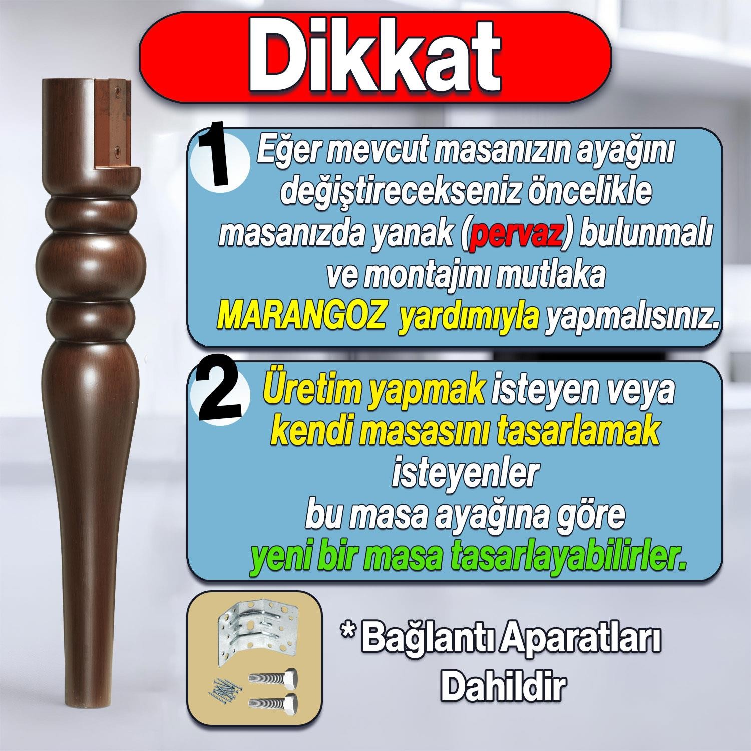 Marina Masa Dresuar Ayağı 72 cm Plastik Ayak Ahşap Desenli Mutfak Yemek Masası Mobilya Ayakları