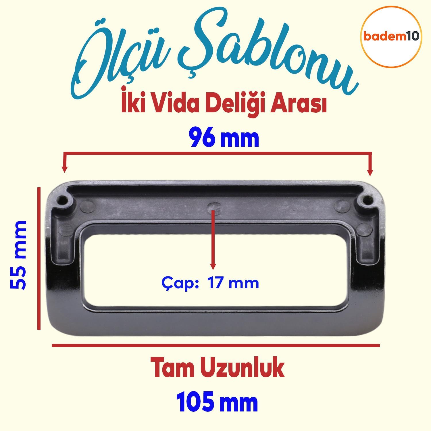 Bergen Metax Desenli Mobilya Mutfak Dolabı Çekmece Dolap Kapak Kulpu Kulbu Metal Kulp Füme 96 mm