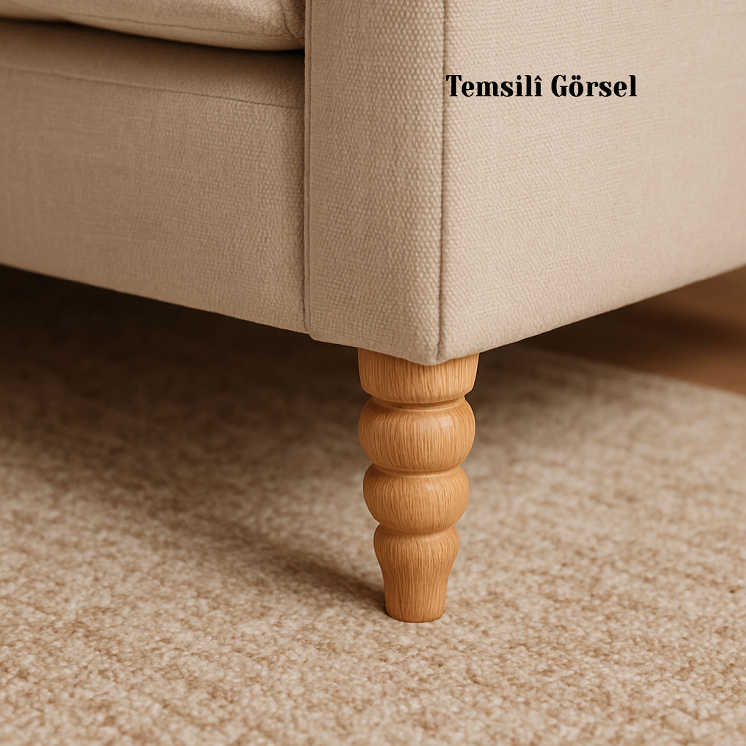 Bohem 17 cm Boyasız Ham Doğal Ahşap Ayak Silindir Mobilya Koltuk Kanepe Ayağı Metal Aparat Dahil