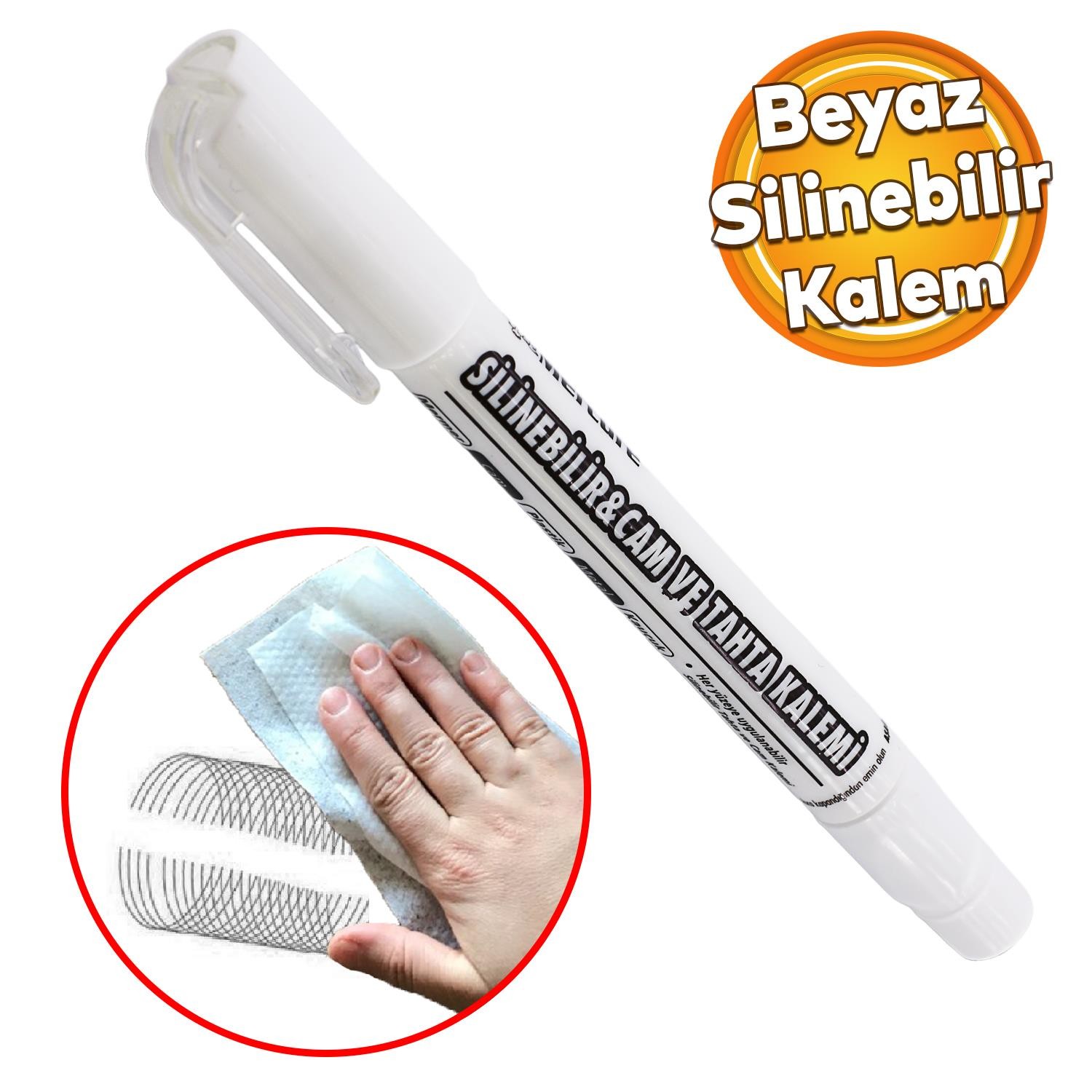 Silinebilir Tebeşir İşaretleyici Mercure Beyaz Kalem Metal Plastik Cam Ahşap Yüzey Yağlı Boya Uç