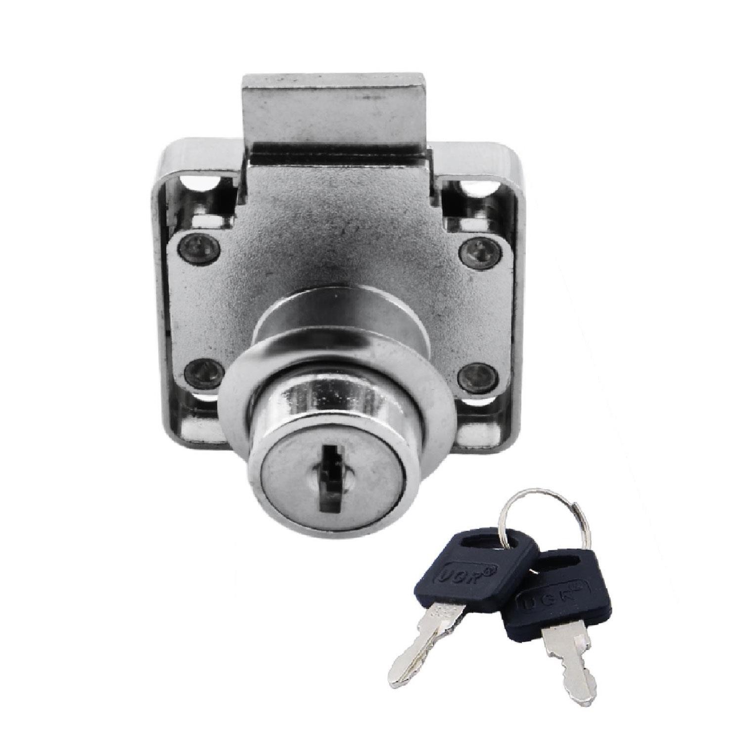 Kare Mobilya Çekmece Dolap Kilidi Nikel Krom 2 Anahtarlı Kilit 4x4 cm 22 mm