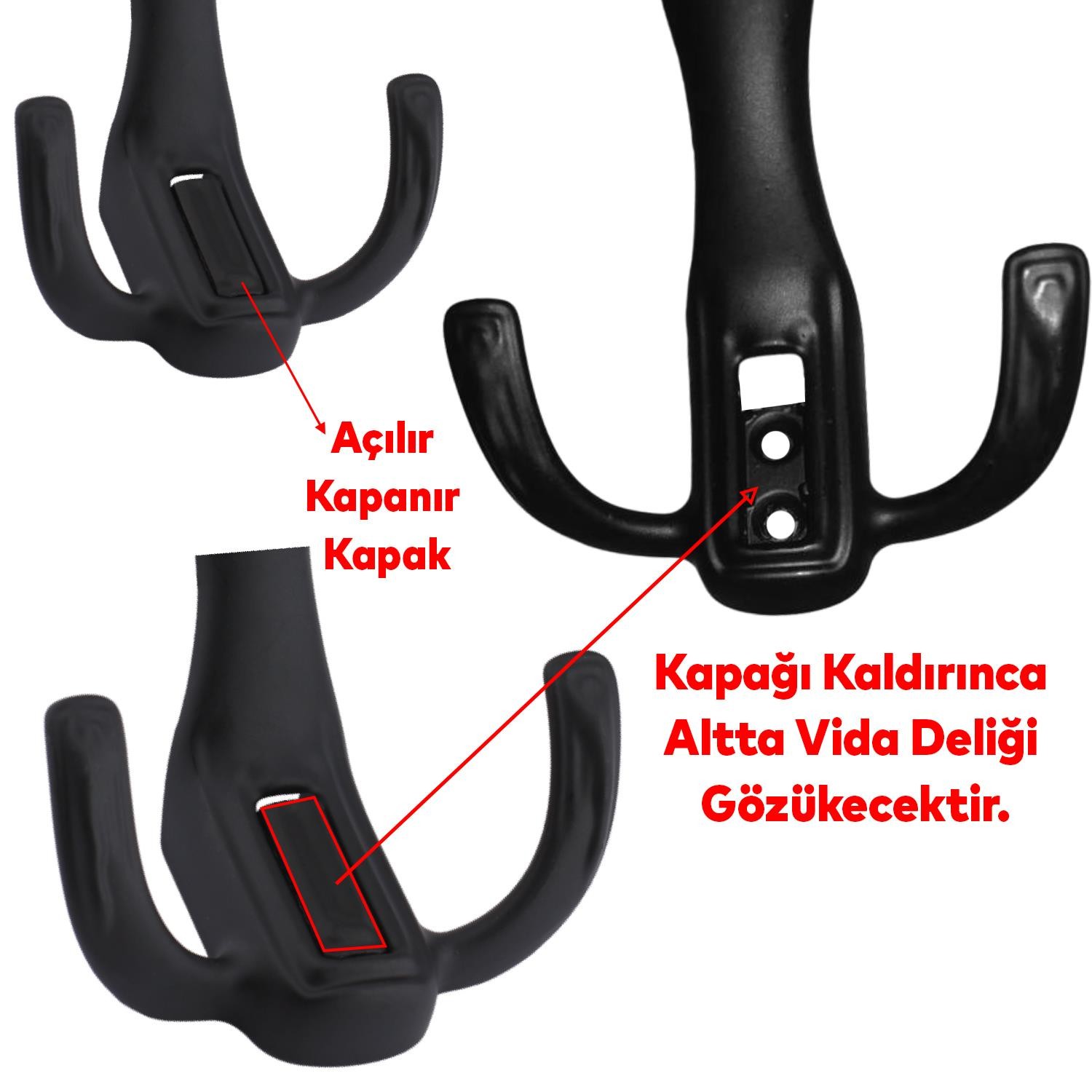 Metal Portmanto Vestiyer Duvar Dolap Elbise Askısı Mat Siyah Mobilya Kapı Askılığı Aparatı