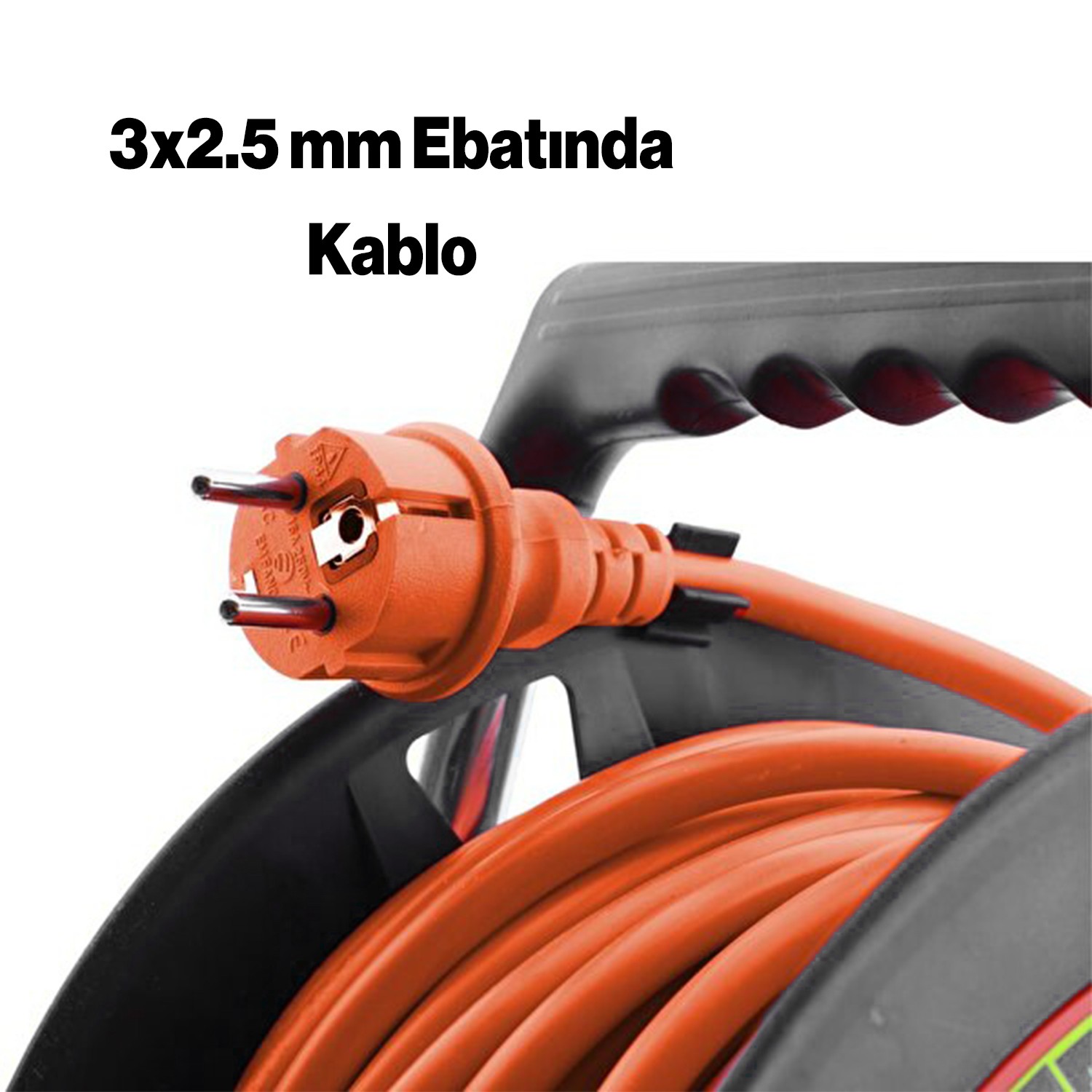 Bylion PMK-20325-F Plastik Makaralı Seyyar CCA Kablo 4 Prizli Uzatma Kablosu 3x2.5 mm 20 Metre Alüminyum Alaşım Kablosu