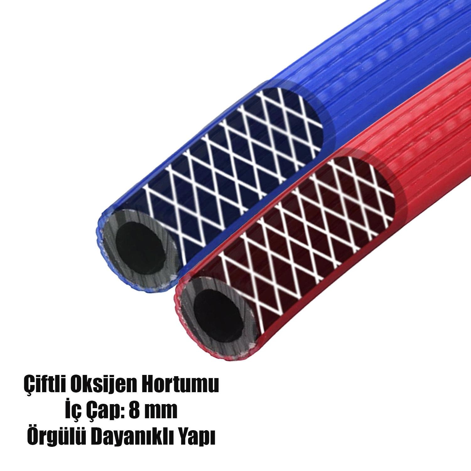 Çelik Oksijen Hava Hortumu 8 mm Çiftli Twin Termo Hortum