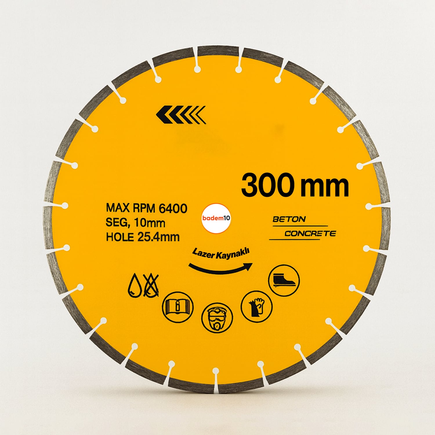 300 mm Lazer Kaynaklı Beton Kesme Testeresi Diski Beton Asfalt Tuğla Parke Fayans Elmas Kesim Disk