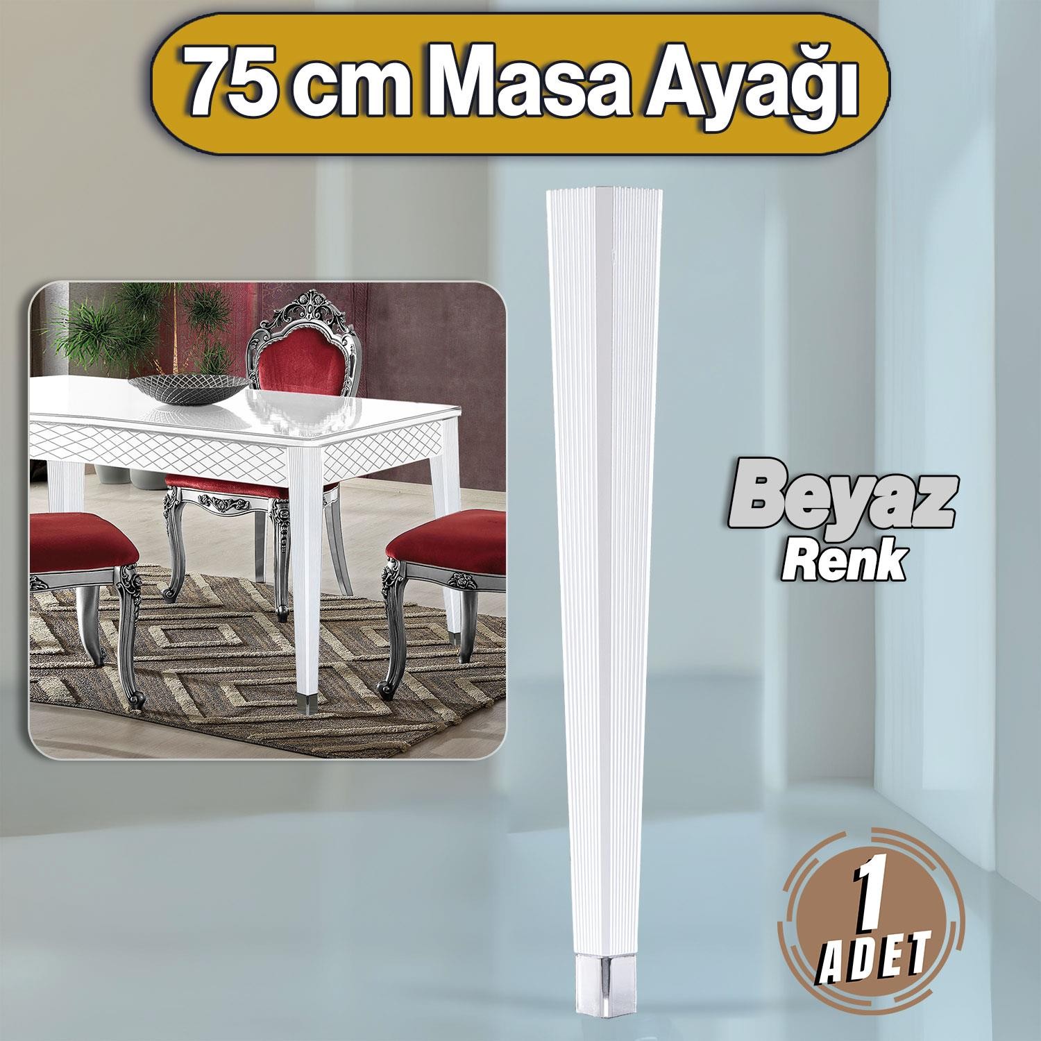 Elit Masa Dresuar Ayağı 75 cm Plastik Beyaz Ayak Mutfak Yemek Masası Mobilya Ayakları