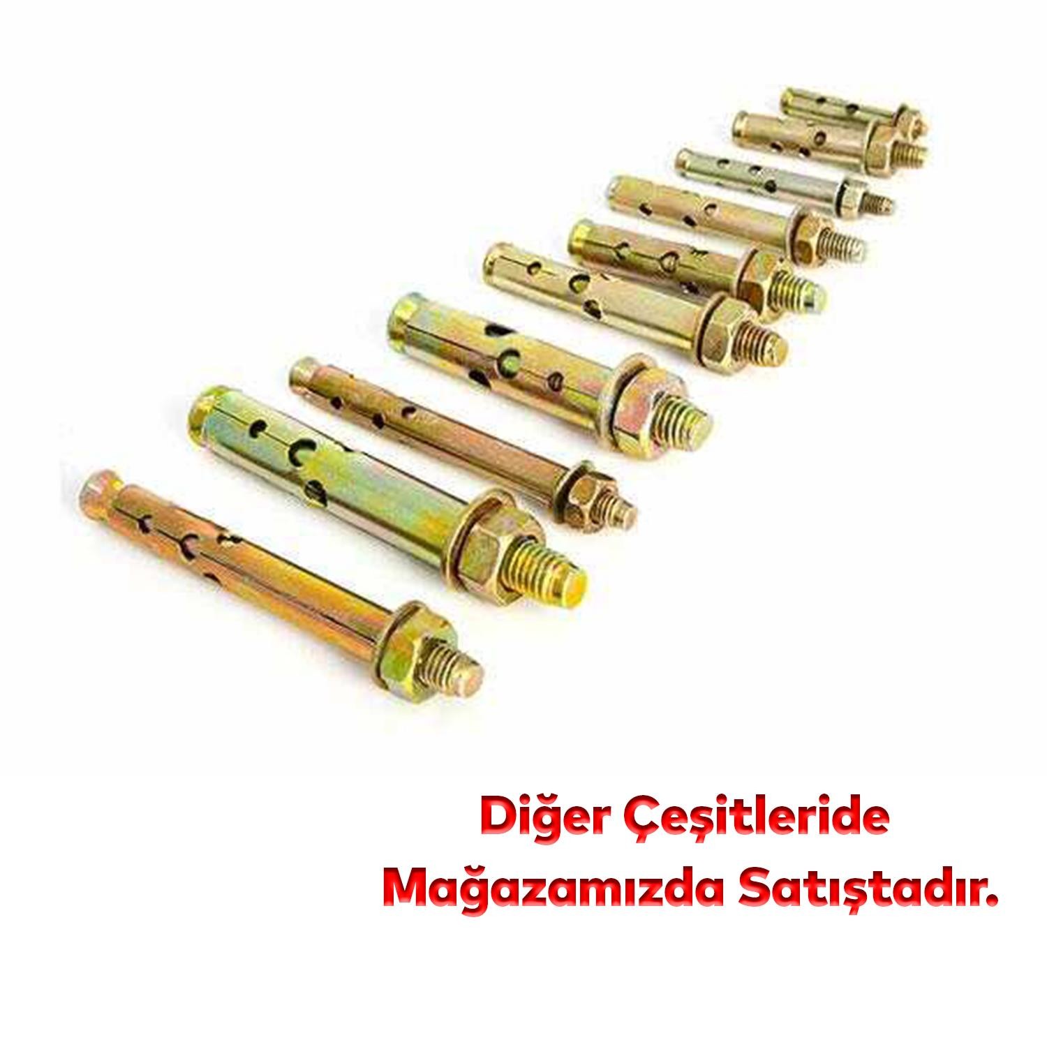 Saplamalı Gömlek Çelik Dübel M12x90 mm Raf Montaj Bağlantı Zemin Monte Tavan Asma Aparat 8 Adet
