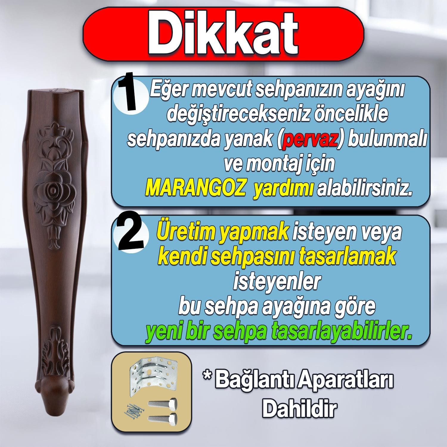 Rosa 4 Adet Plastik Sehpa Ayağı 40 cm Ahşap Desenli Renk Orta Ayak Zigon Sehpa Mobilya Masa Ayakları