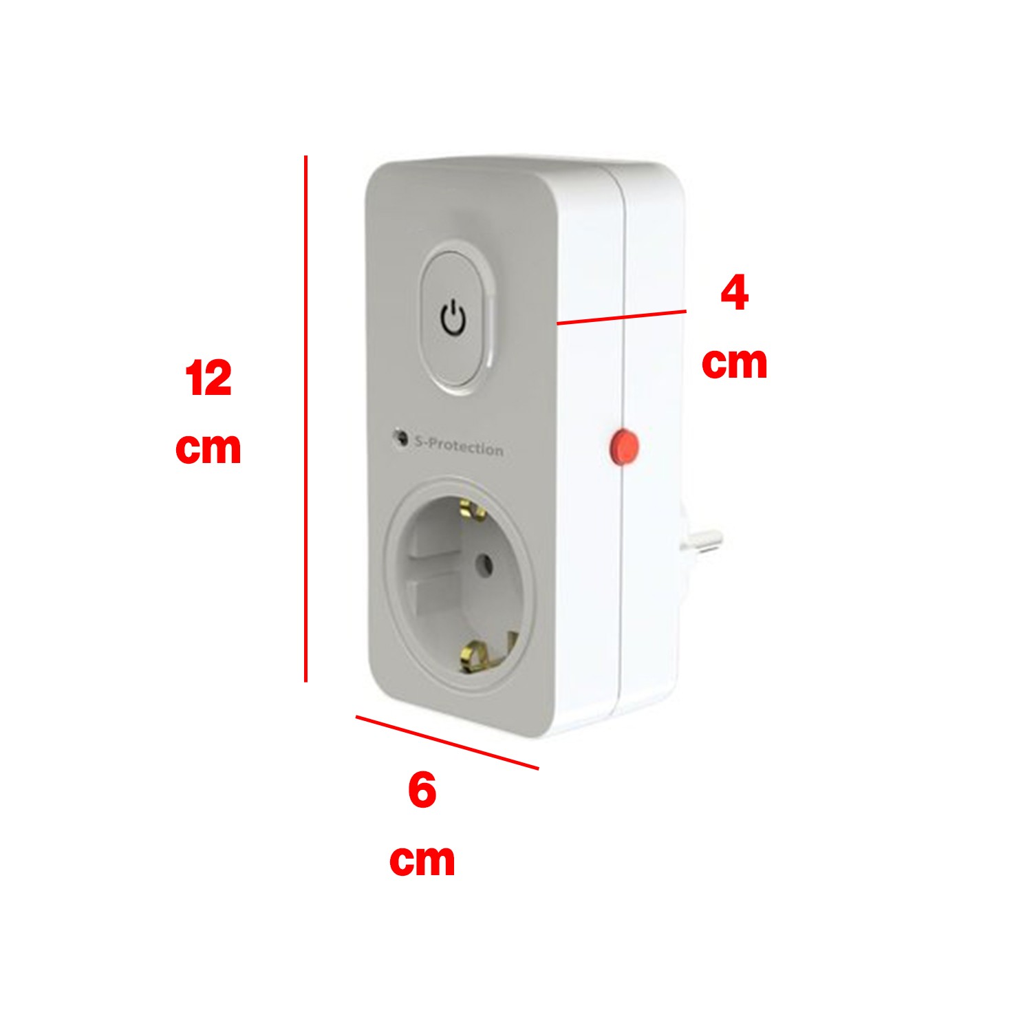 Anahtarlı Akım & Şok Korumalı Tekli Priz Açma Kapama Düğmeli Çoçuk Korumalı Fiş 720 Joule IP20