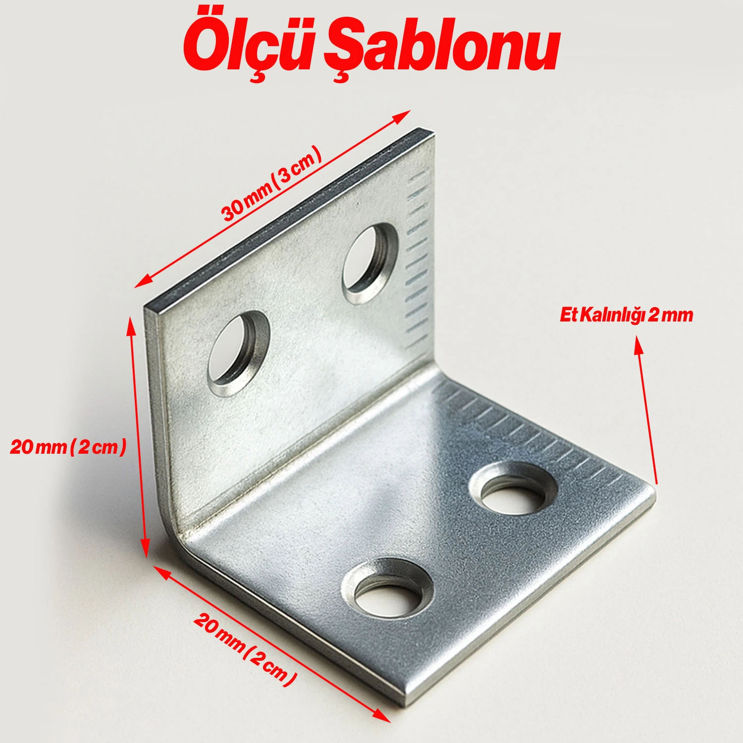 Metal L Demiri 30x20x20 mm Kalın Köşebent (25 Adet) Raf Dolap Köşe Bağlantı Mobilya Sabitleme Seti