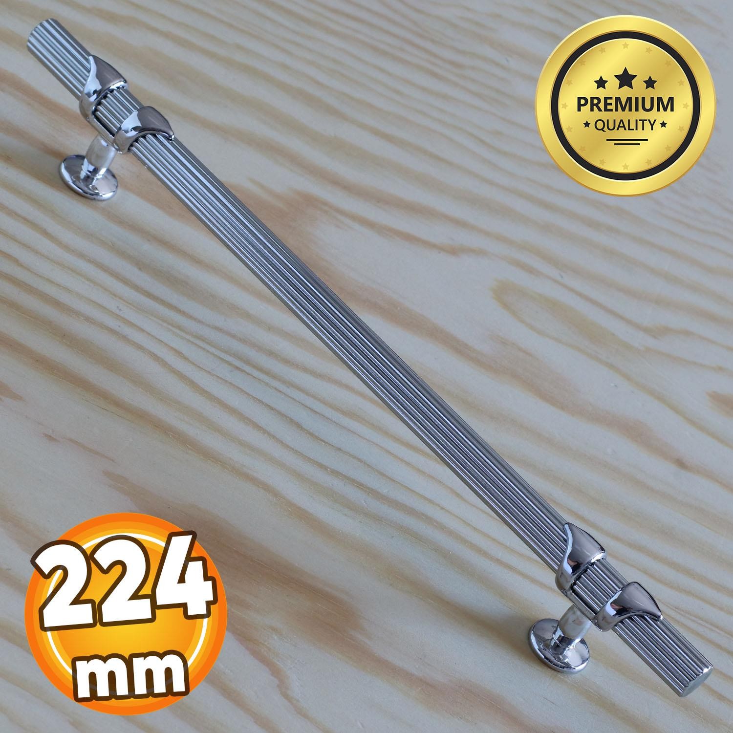 Emir Kulp Krom (224 MM - 22.4 CM) Metal Mobilya Mutfak Çekmece Dolap Dolabı Kulbu Kulpu Kulpları