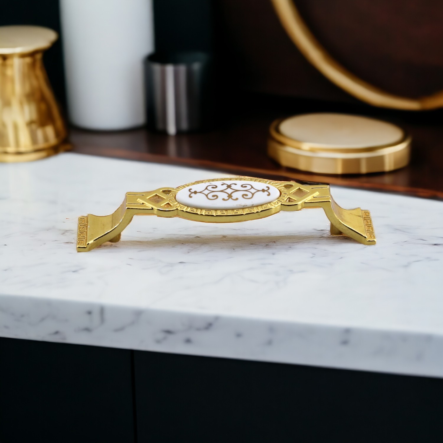 Palmira (96 MM - 9.6 CM) Gold Metal Mobilya Mutfak Dolabı Çekmece Dolap Kapak Kulpu Kulbu Kulpları