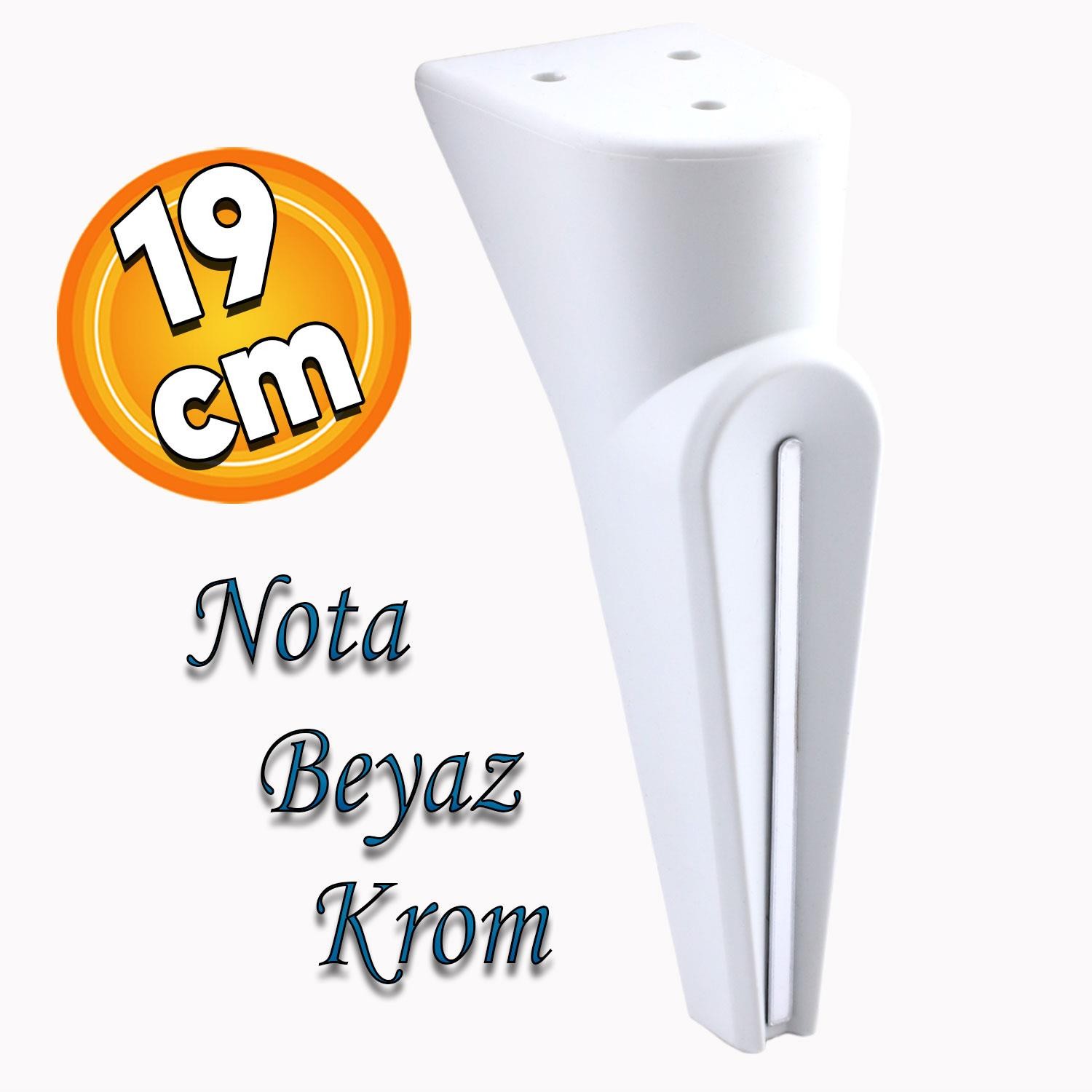 Nota Mobilya Kanepe Sehpa TV Ünitesi Koltuk Ayağı Baza Ayakları Yükseltici Beyaz Gümüş Krom 19 cm