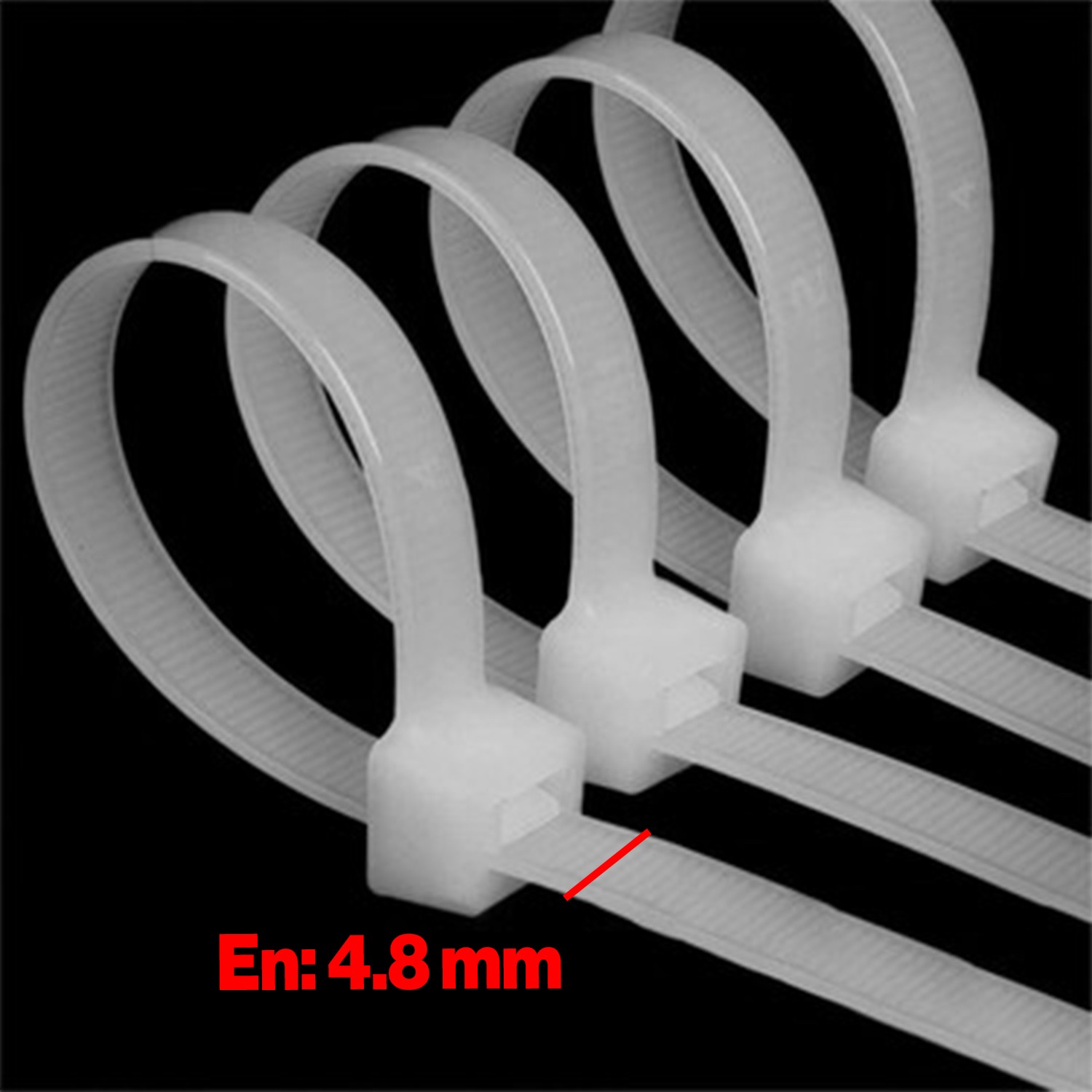 Plastik Cırt Kelepçe (100 Adet)0 4.8x300 mm Beyaz Renk Zip Kablo Bağı Çok Amaçlı Bağlama
